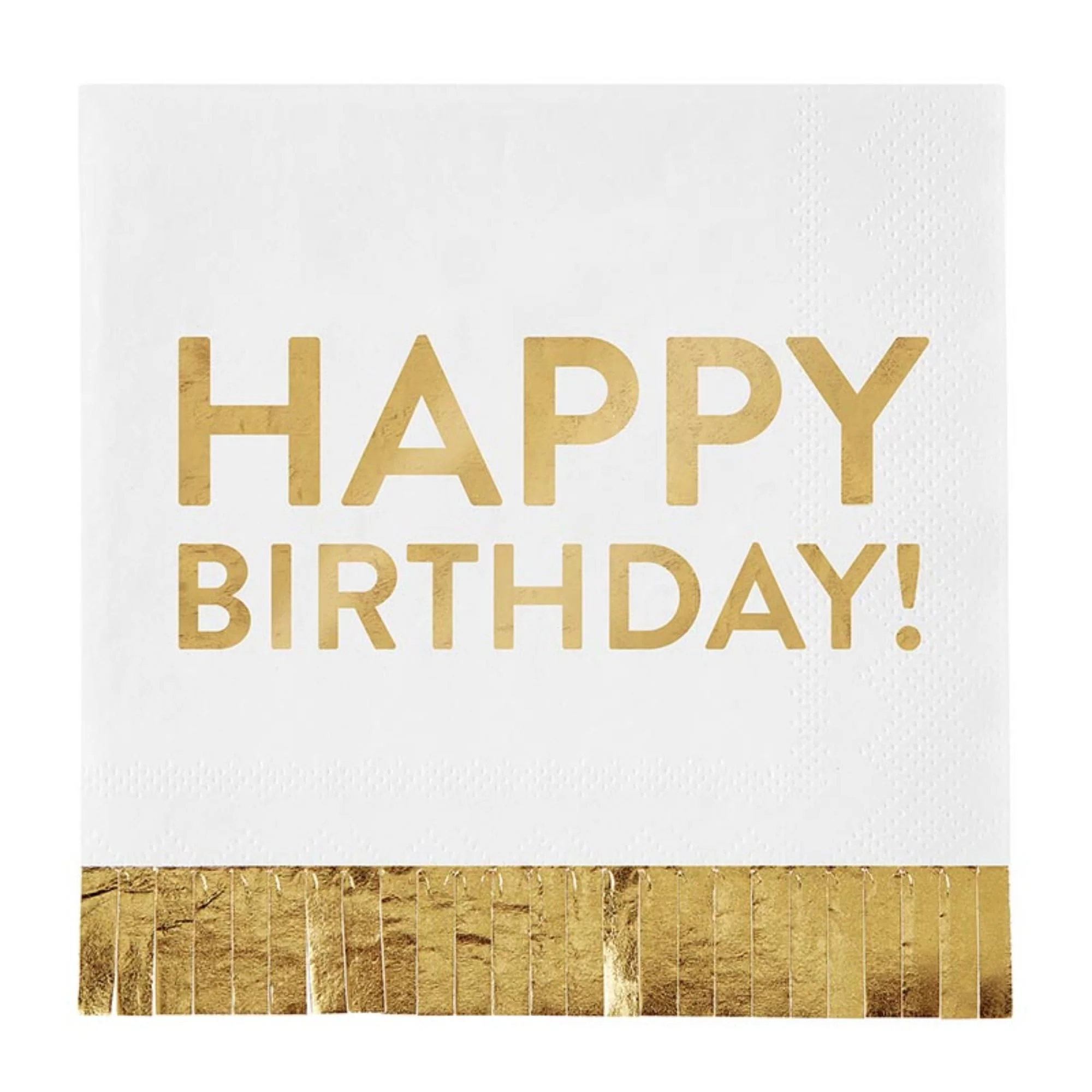 Slant Collections Party Cocktail/Beverage Fringed Paper Napkins, 20-Count, Happy Birthday