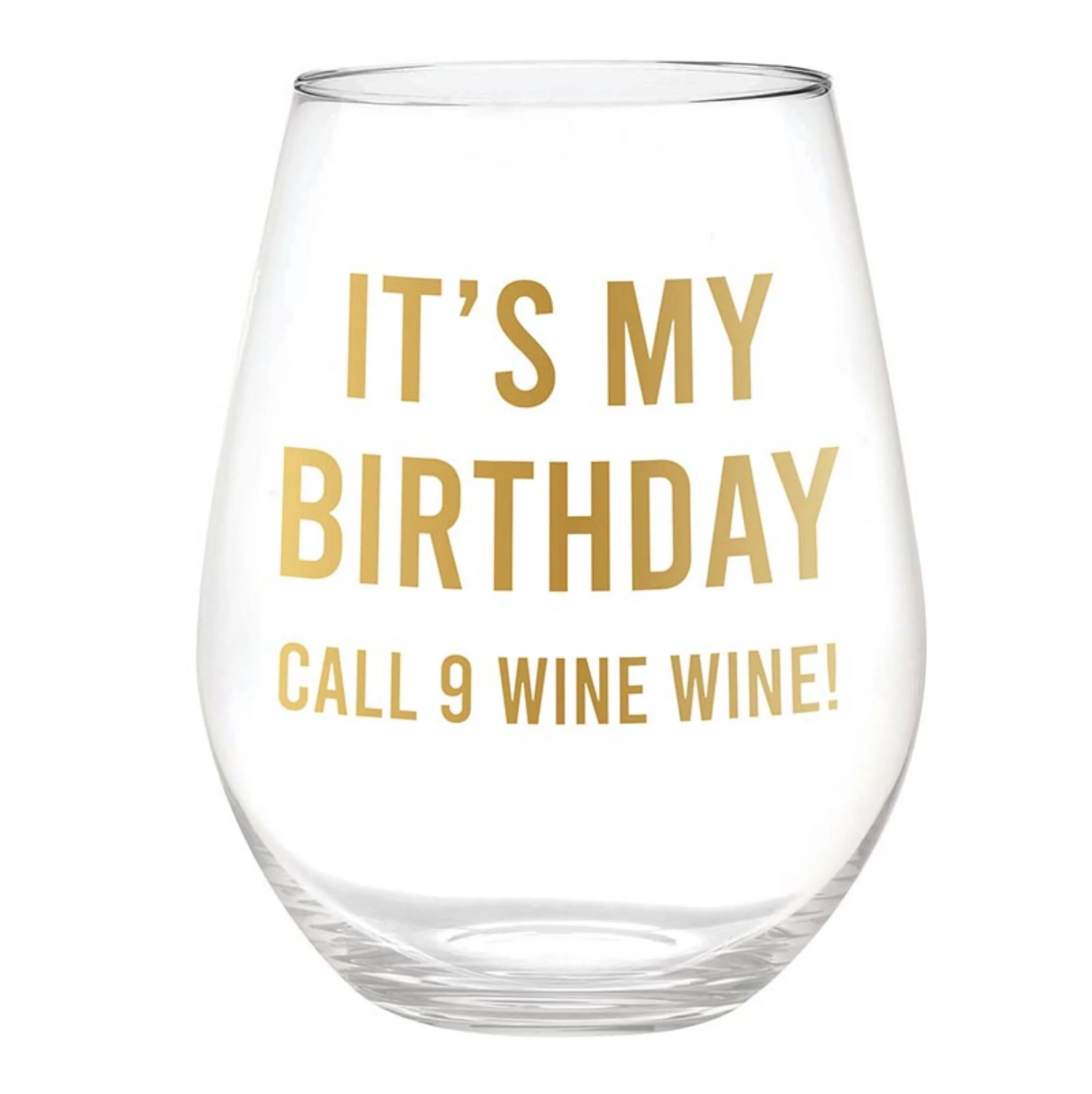 Slant Collections Birthday Gift Jumbo Holds a Full Bottle Stemless Glass, 30-Ounce, Call 9 Wine Wine