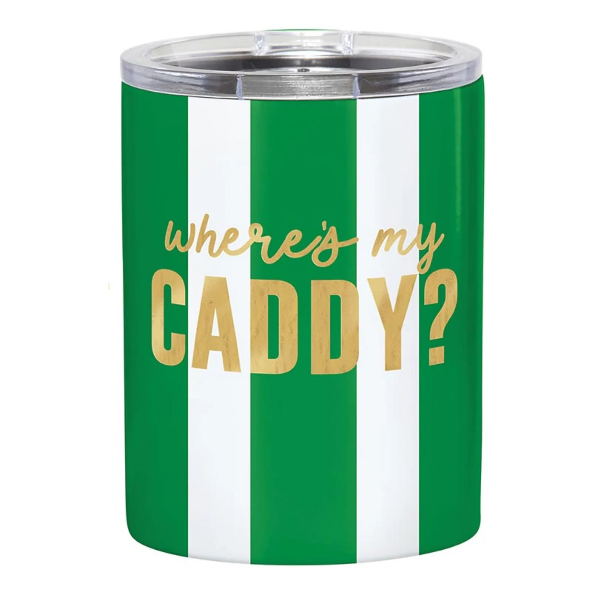 Slant Collections Travel Stainless Steel Insulated Whiskey Glass Double Old Fashion Tumbler with Slider Lid, 12-Ounce, Where's My Caddy