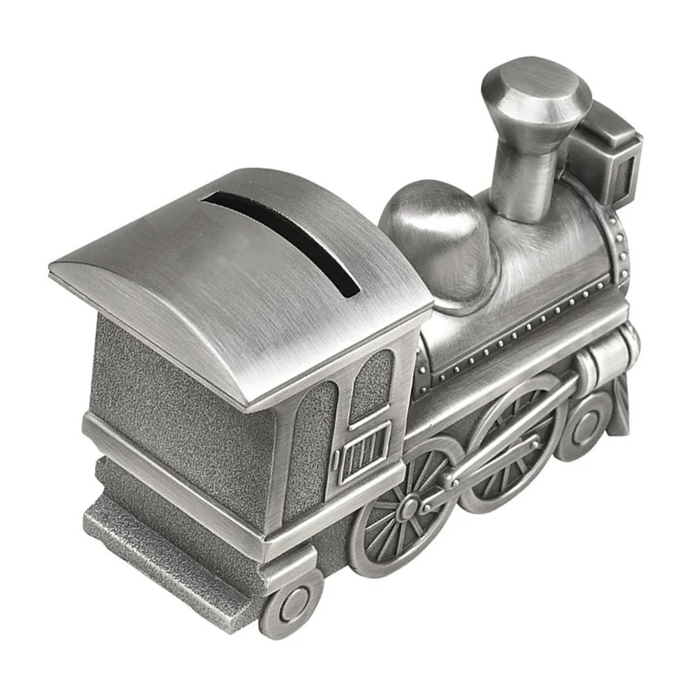 Creative Gifts International Train Bank with Matte Finish, Silver, 2" x 6" x 3.25"
