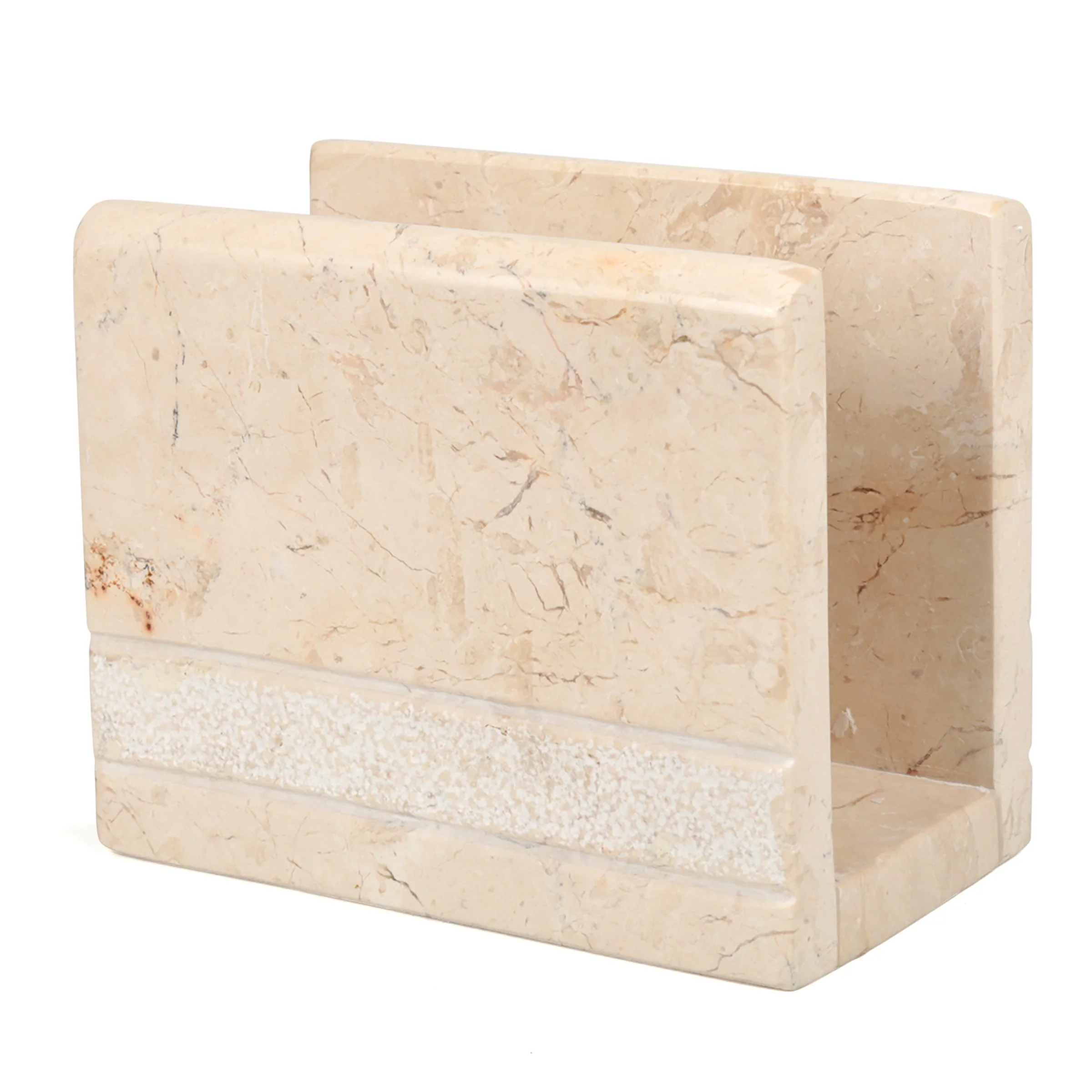 Creative Home Natural Champagne Marble Stone Napkin Holder, Stand, Dispenser, Hand Carved Style