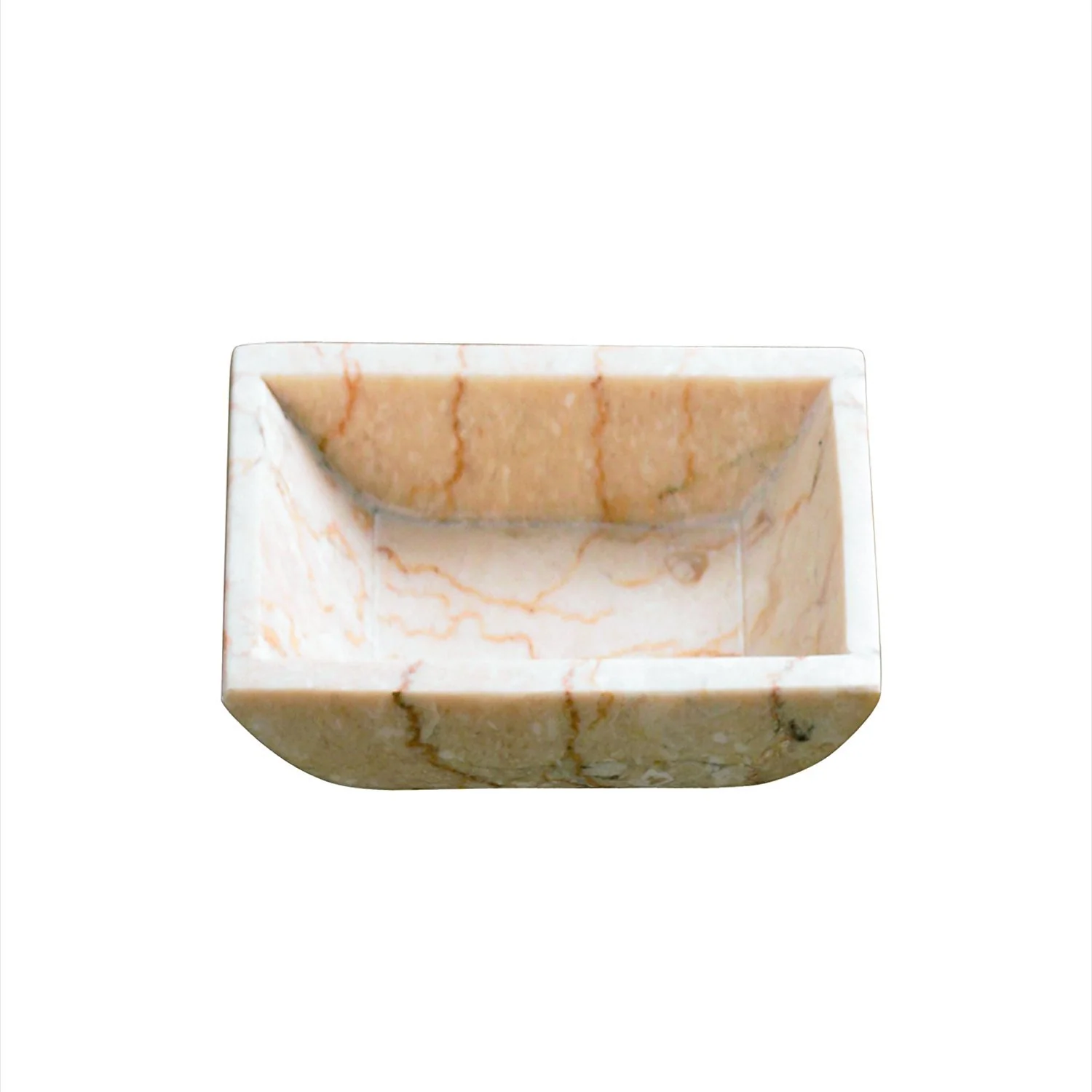 Creative Home Champagne Marble Stone Boat Shaped Candle Holder-Small, Beige