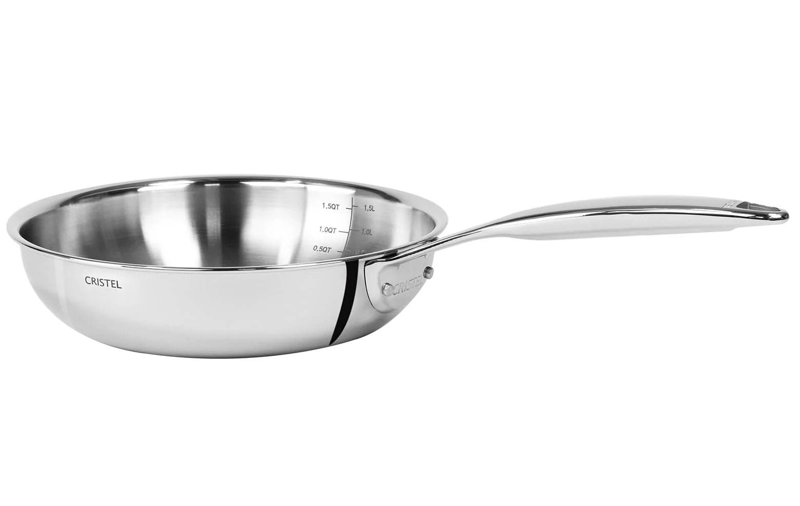 CRISTEL Castel'Pro® Ultraply® Collection Frying Pan, 9.5" diameter, 5-Ply construction.