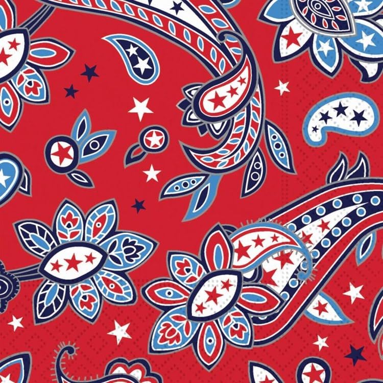 DESIGN DESIGN Patriotic-Paisley Beverage Napkin, Party Supplies