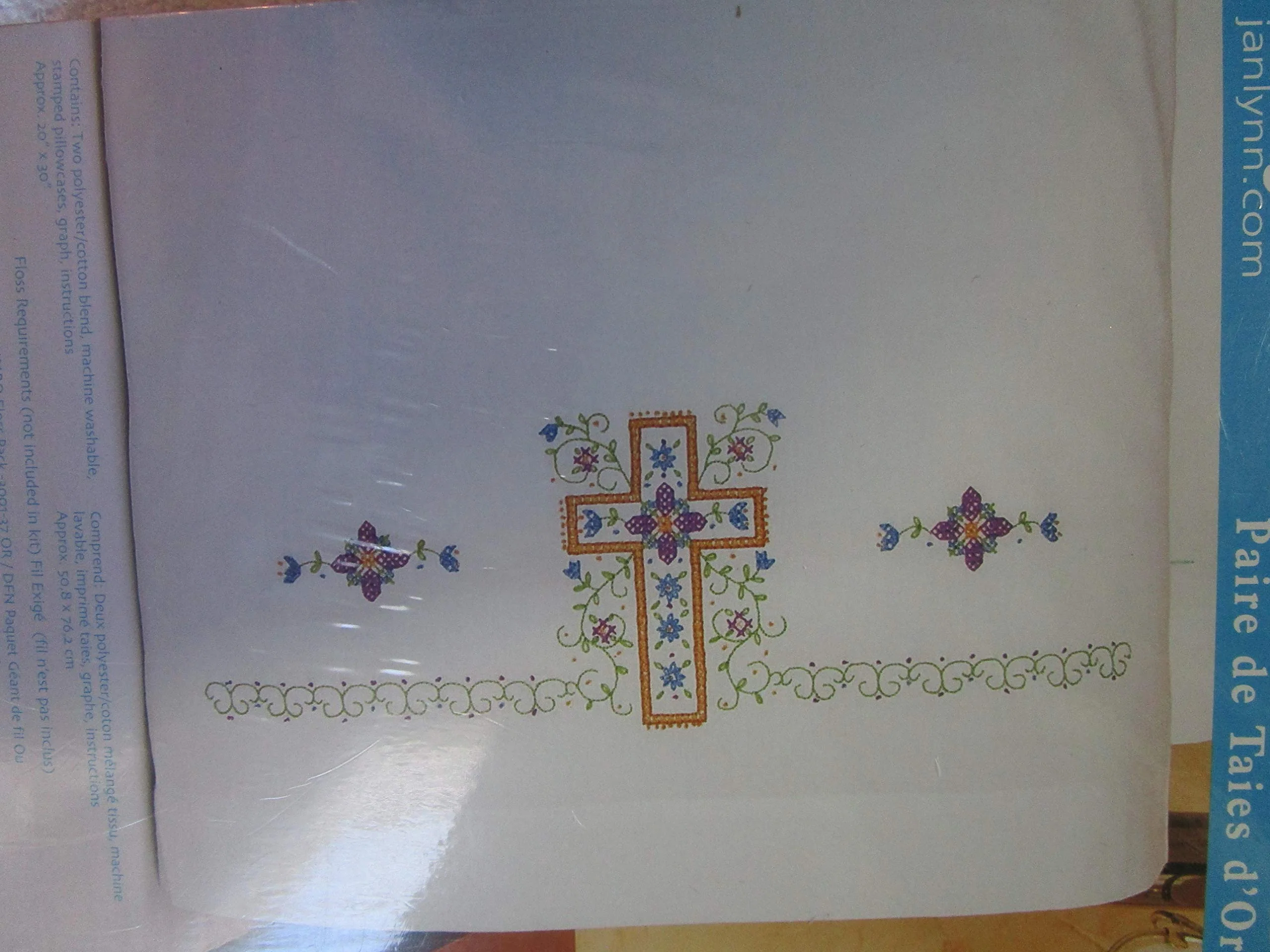 Janlynn Religious Cross Pillowcase Pair Stamped Cross Stitch-20 X30