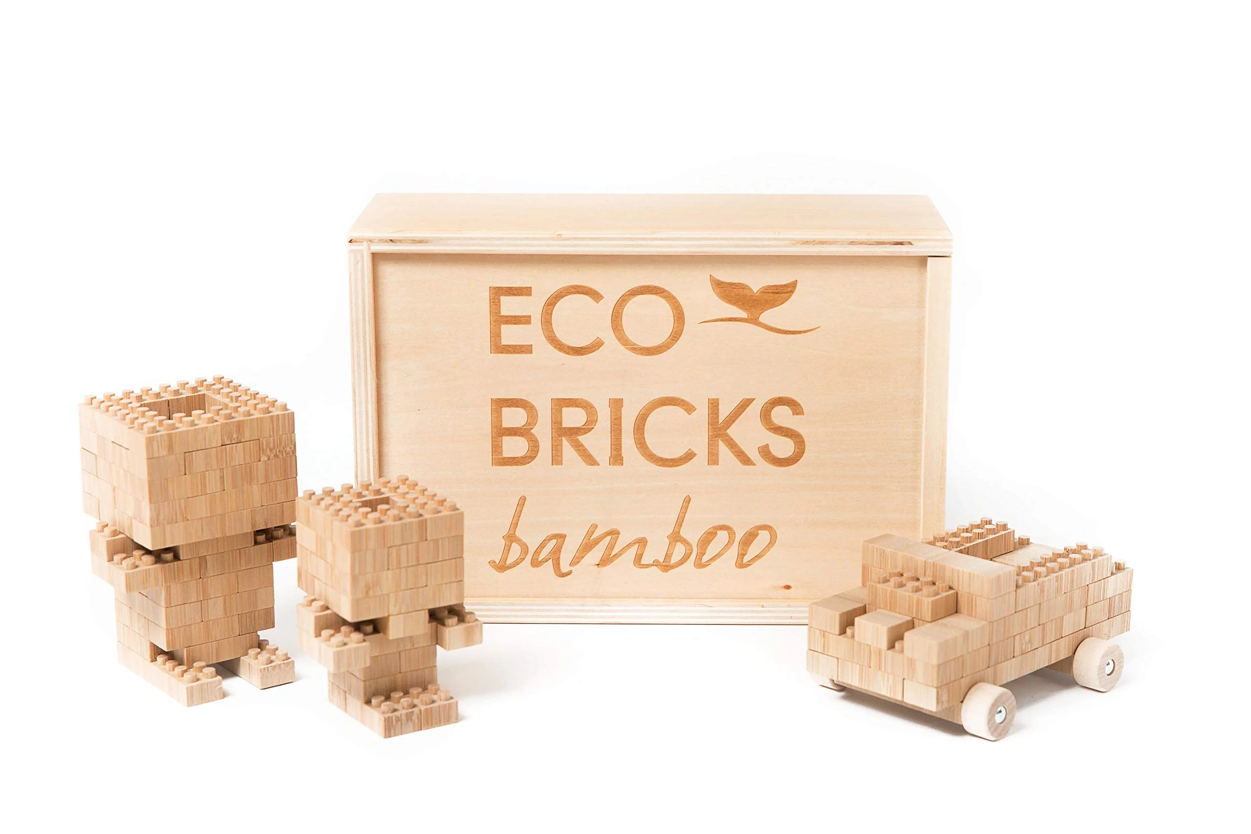 ONCE KIDS Eco-Bricks Bamboo Blocks for Ages 4 & up - 24, 90, 145, 250 Pieces Kids Building Blocks – Customizable Building Toys