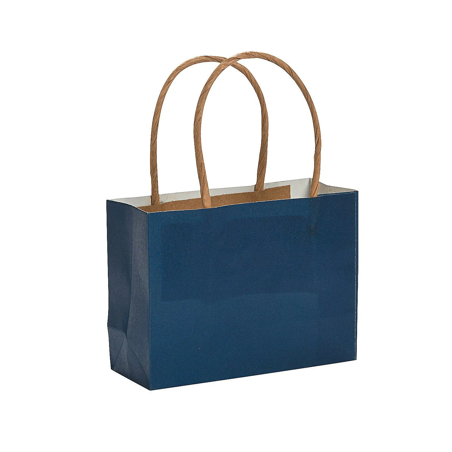 Fun Express 4 1/2" x 3 1/4" Mini Navy Blue Kraft Paper Gift Bags - 12 Pc. - Party Supplies - 12 Pieces