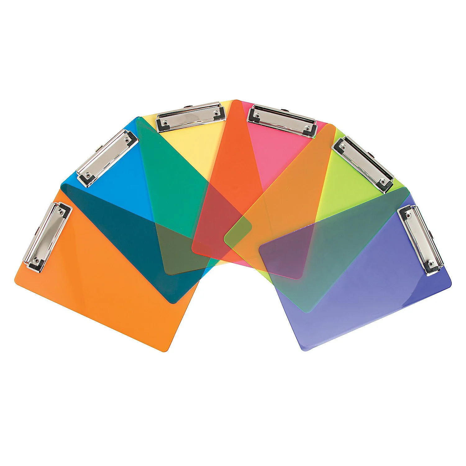 Fun Express Mini Rainbow Clipboards - 6' x 9' | Plastic - Assorted Colors | Pack of 6