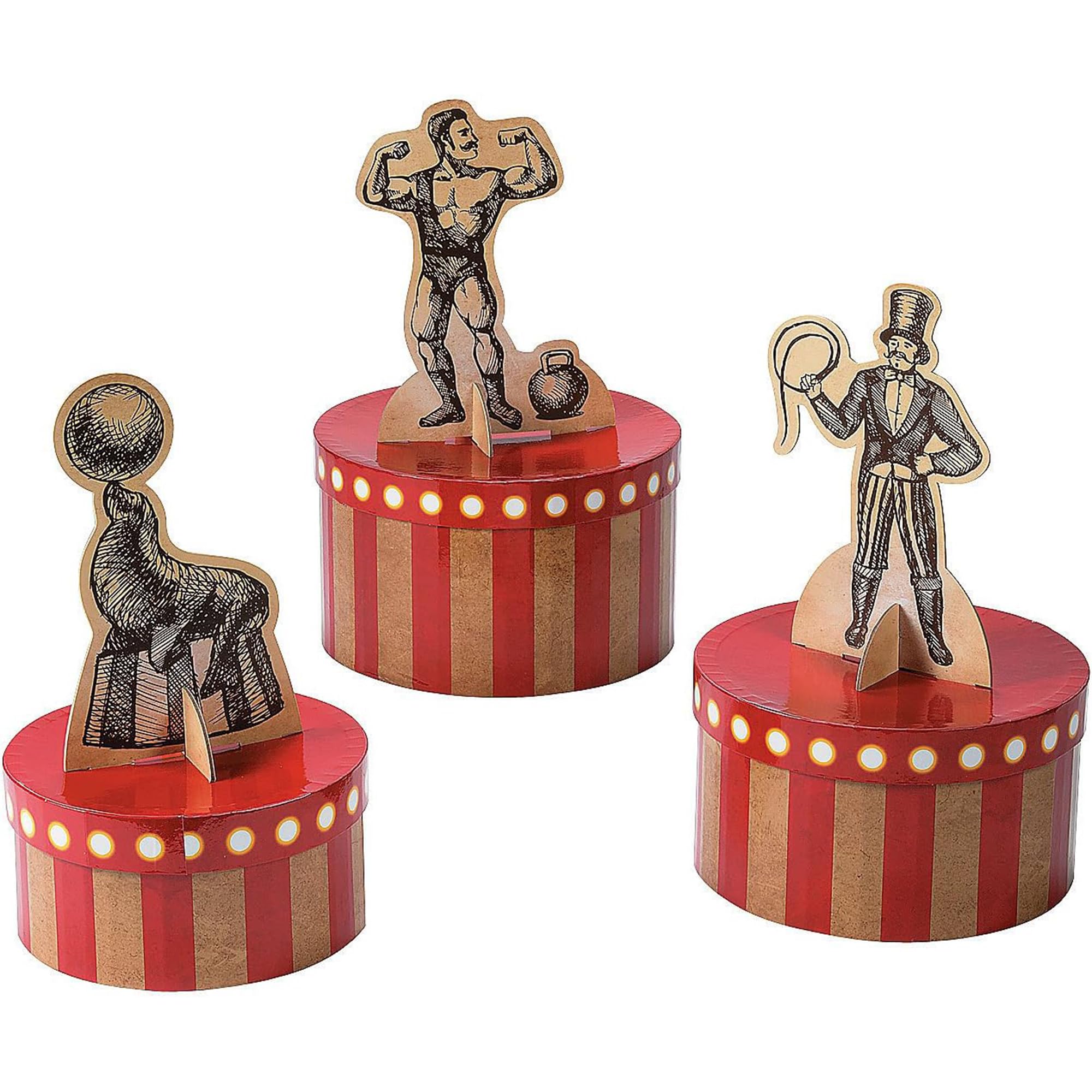 Fun Express - Vintage Circus Centerpiece for Party - Party Decor - General Decor - Centerpieces - Party - 3 Pieces