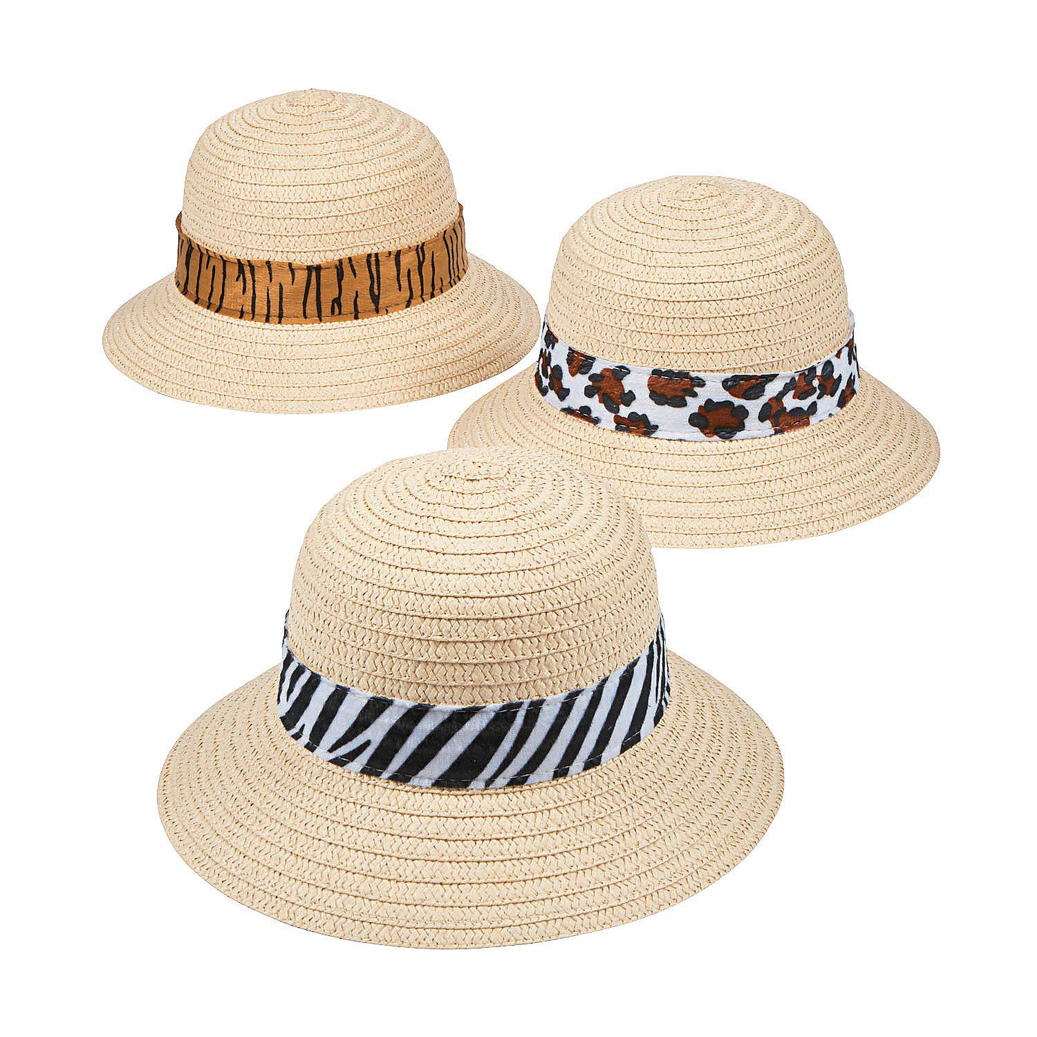 Fun Express Kids Safari Hats with Animal Print (set of 12)