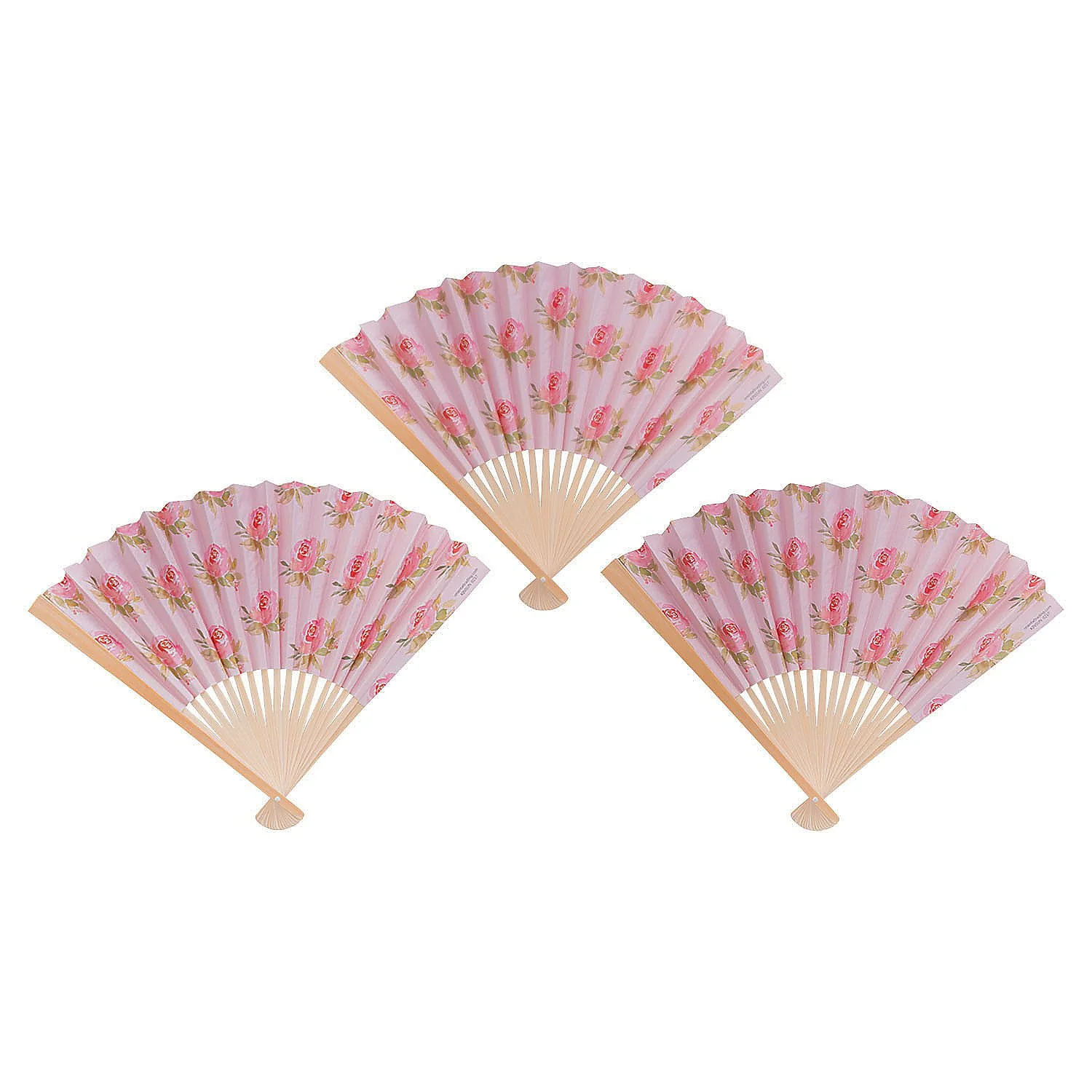 Floral Printed Folding Fan - Set of 12 - Wedding, Event and Garden Party Supplies
