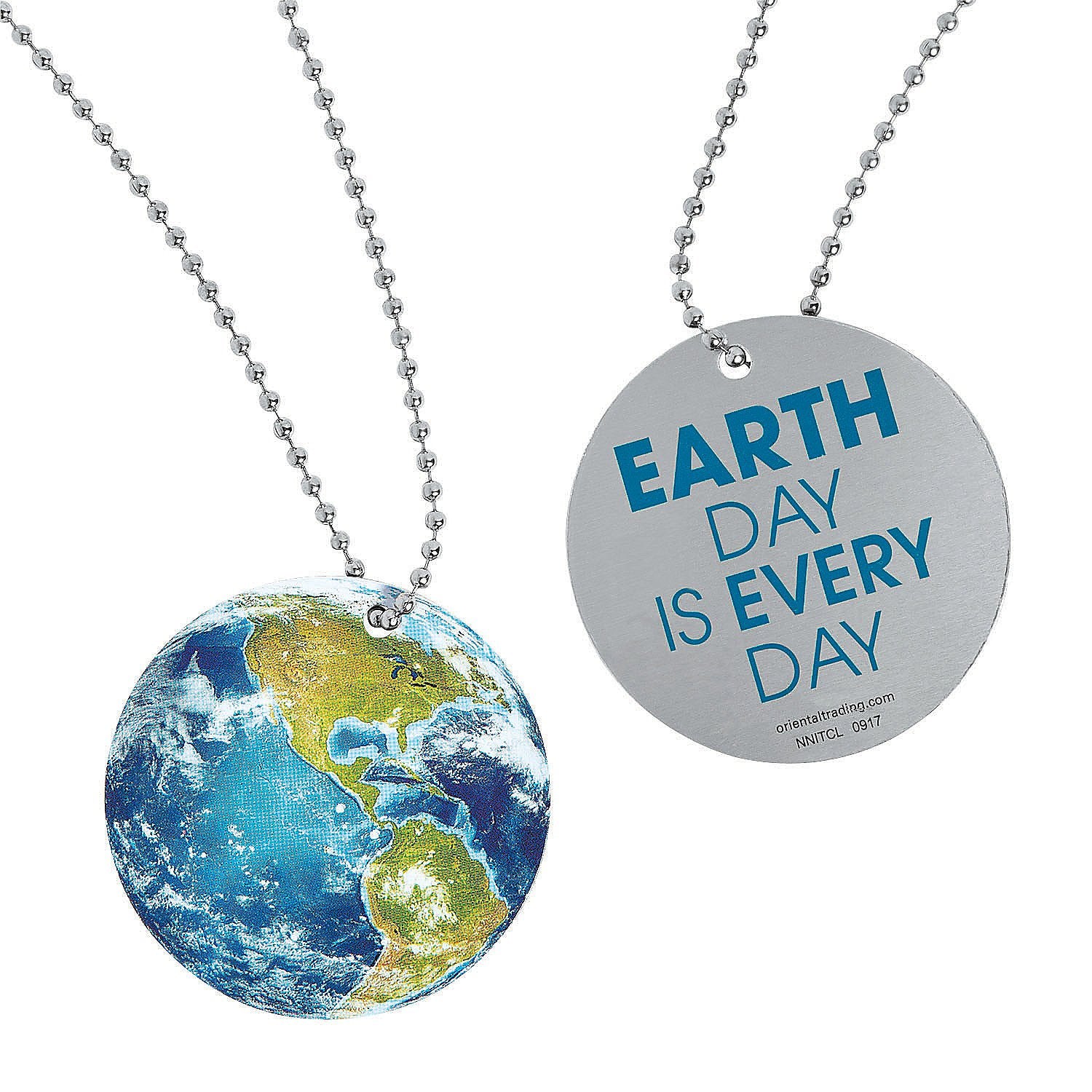 Fun Express Globe Shaped Dog Tag Necklaces - 12 Pieces - Educational and Learning Activities for Kids
