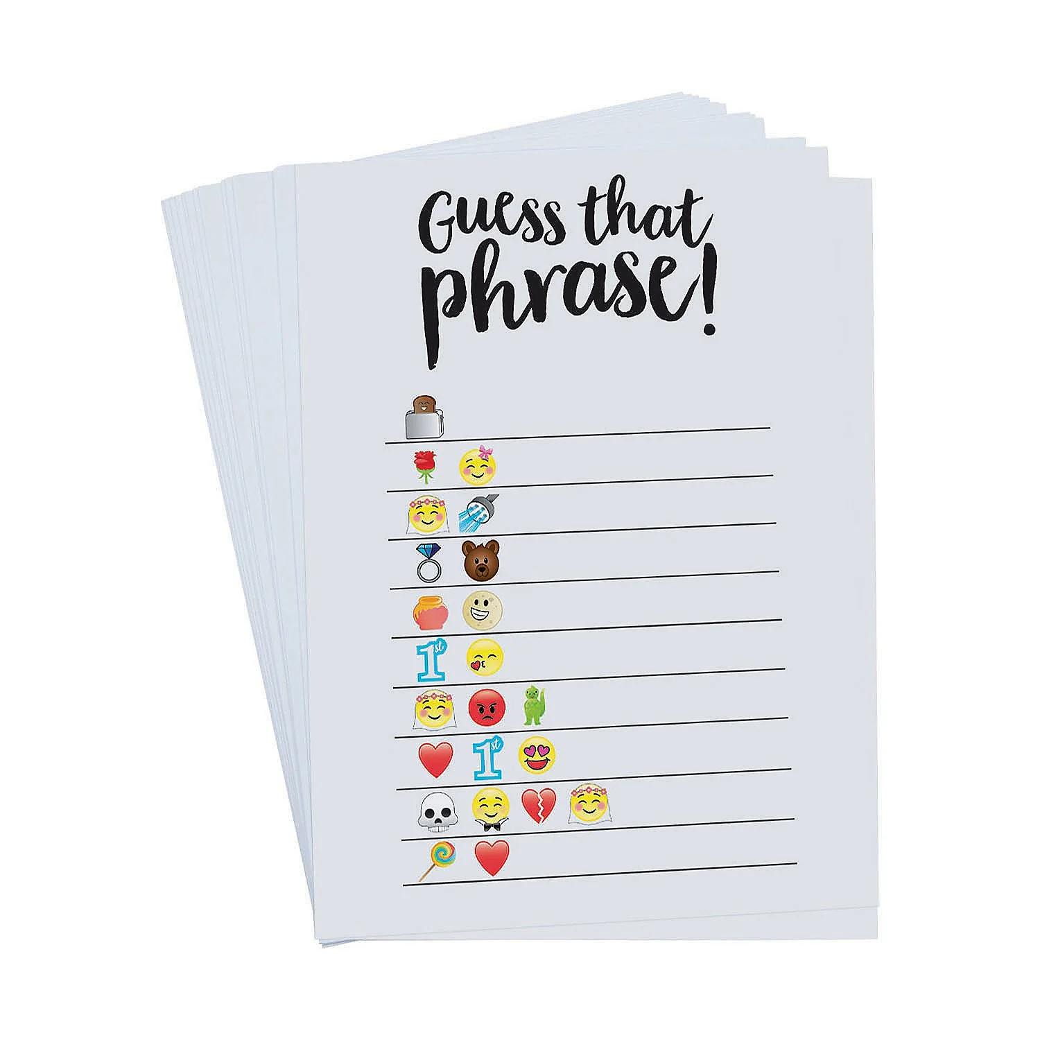 Fun Express - Bridal Emoji Guess The Phrase Game Cards for Wedding - Toys - Games - Indoor & Mini Game Sets - Wedding - 25 Pieces