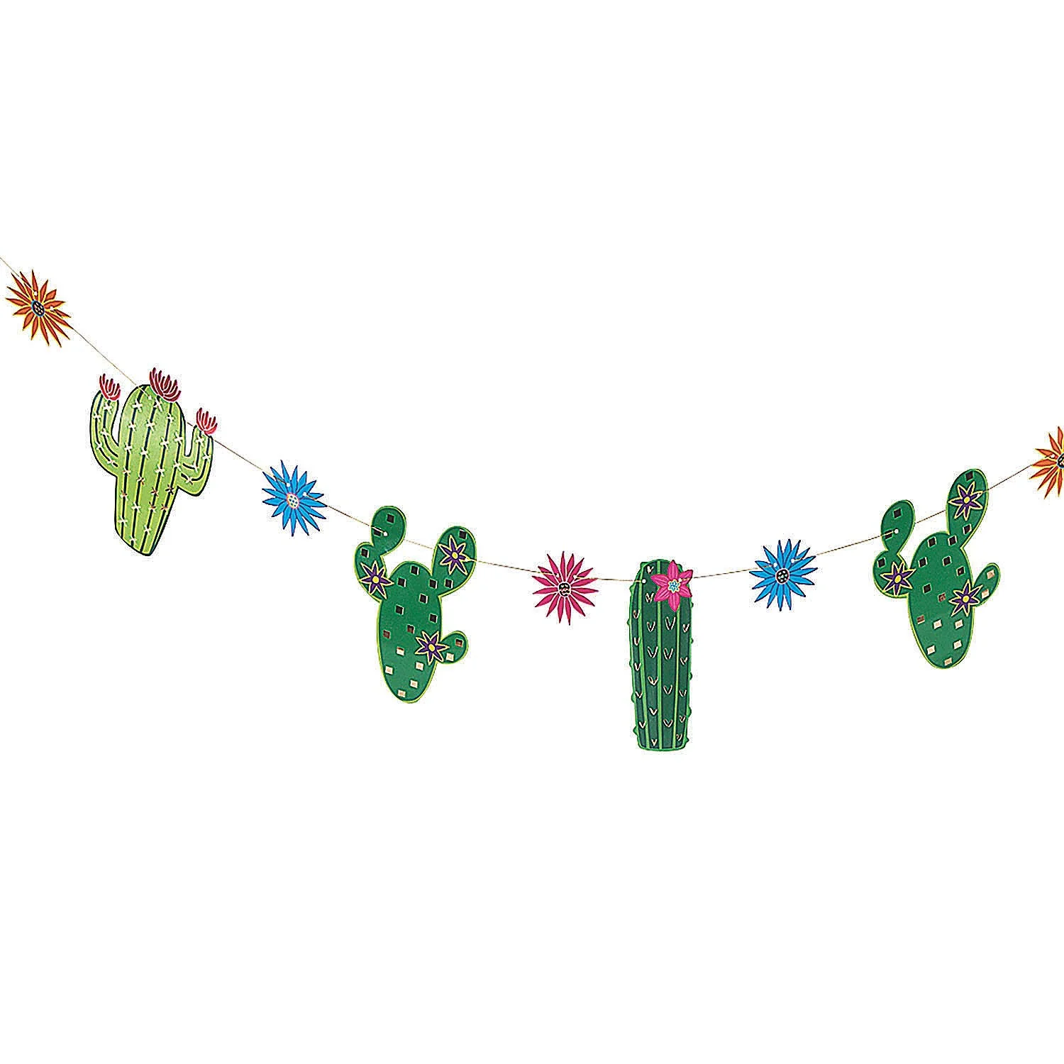 Fun Express - Fiesta Cactus Flower Garland for Cinco de Mayo - Party Decor - Hanging Decor - Garland - Cinco de Mayo - 1 Piece