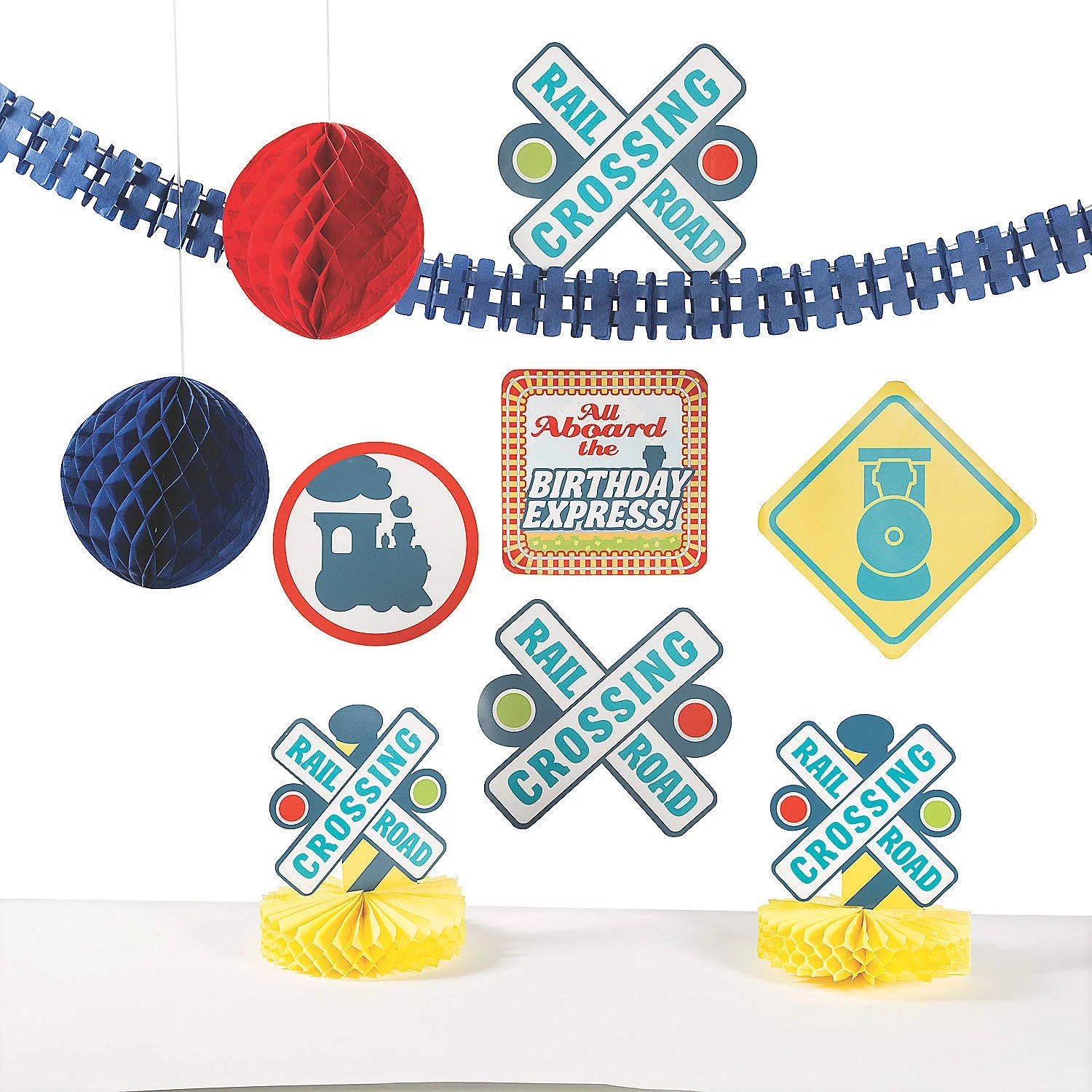 Fun Express Train Party Decorating Kit - Party Decor - 10 Pieces