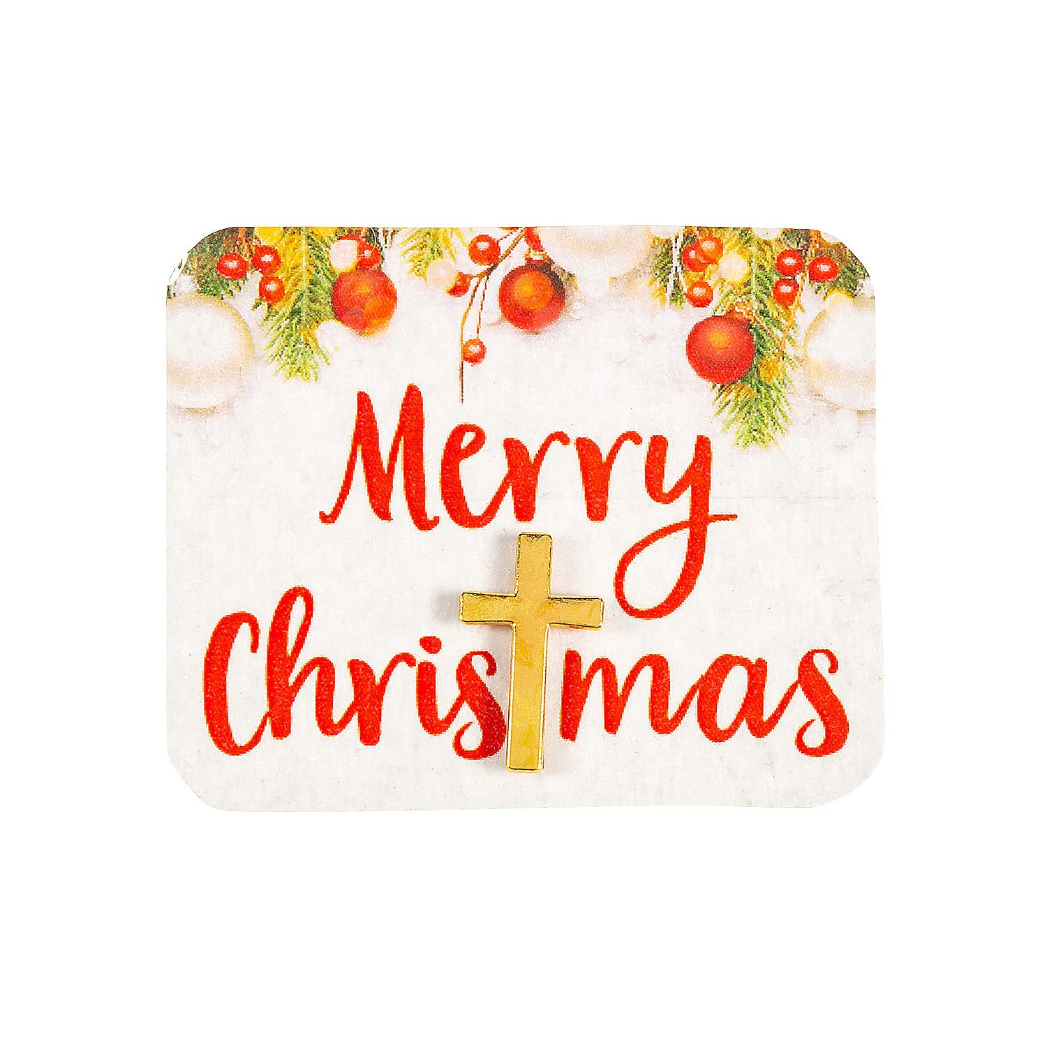 Fun Express Merry Christmas Cross Pins with Card - Jewelry - 12 Pieces