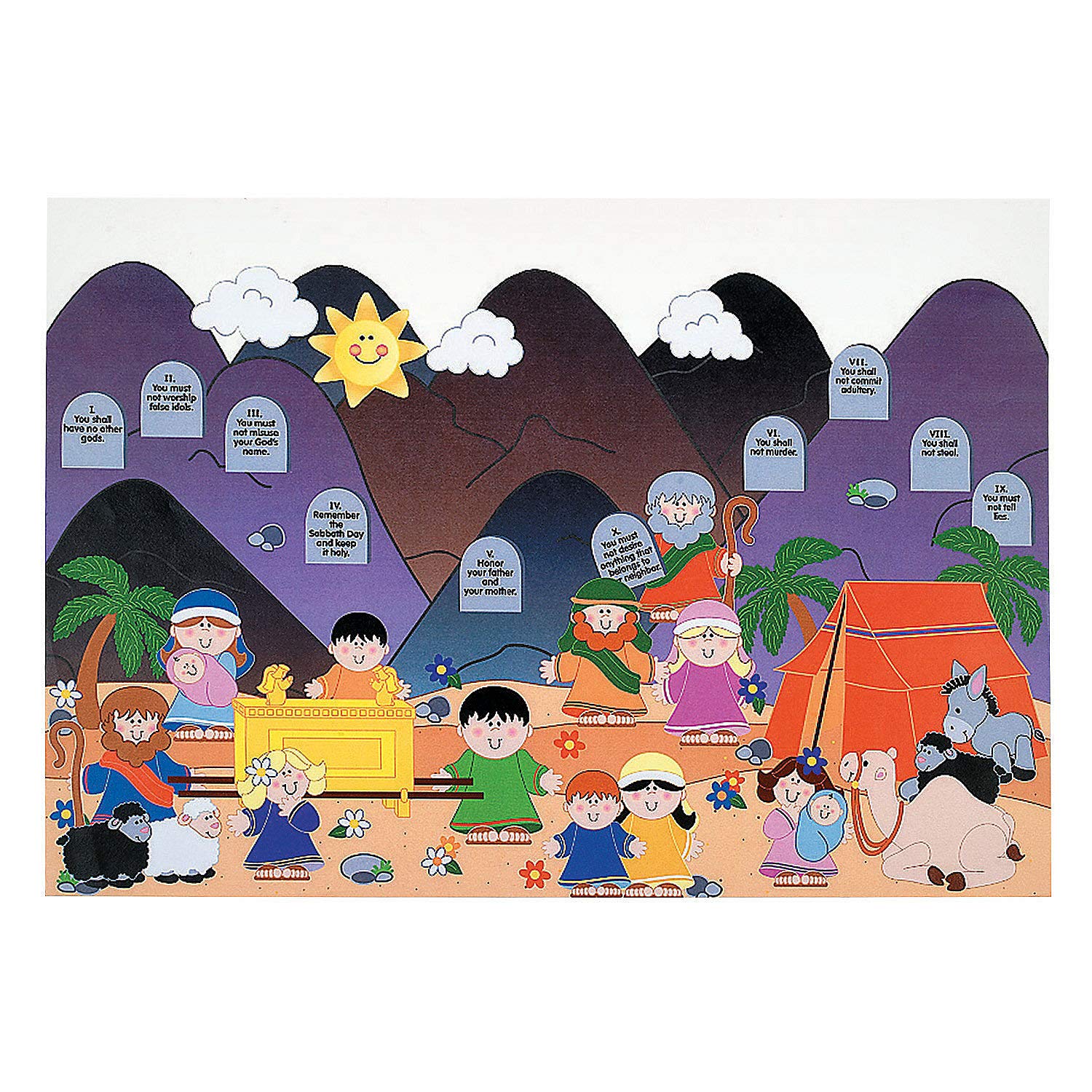 Giant Ten Commandments Sticker Scene (Includes 12 Background and 12 Sticker Sheets) Religious Crafts for Kids