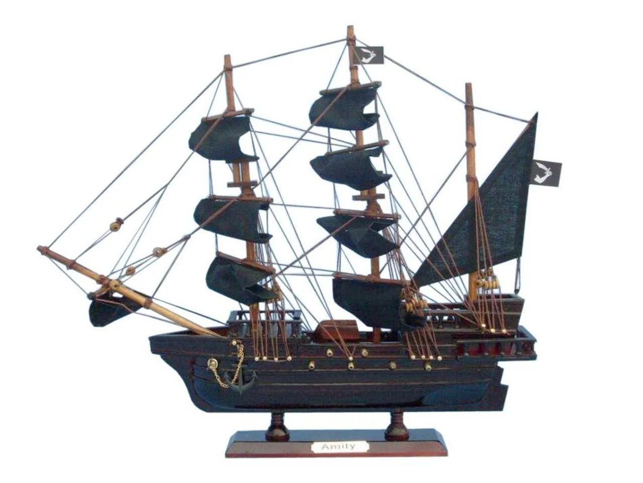 Hampton Nautical Wooden Thomas Tew's Amity Model Pirate Ship, 14"