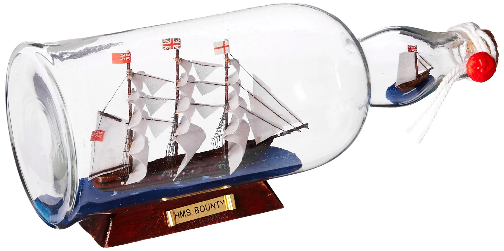 Handcrafted Nautical Decor HMS Bounty Model Ship in a Glass Bottle 11" - Tall Ship Model - Boat Model in