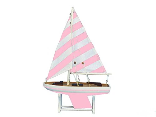 HANDCRAFTED NAUTICAL DÉCOR Wooden Decorative Sailboat Model Mermaid Princess 12"
