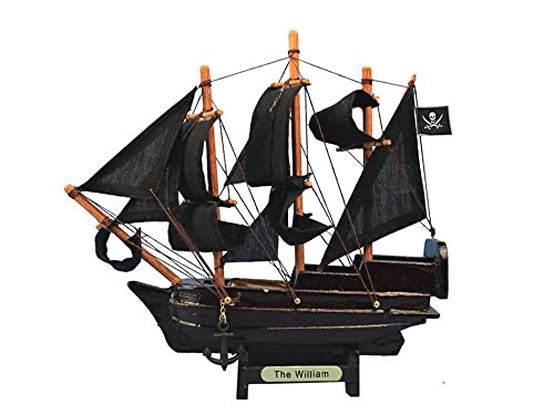 HANDCRAFTED NAUTICAL DÉCOR Wooden Calico Jacks The William Model Pirate Ship Christmas Ornament 7"