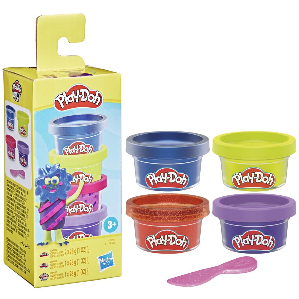 Play-Doh Monster Mini Color 4-Pack of Modeling Compound with Glitter and Metallic Colors, 1-Ounce Cans, Non-Toxic