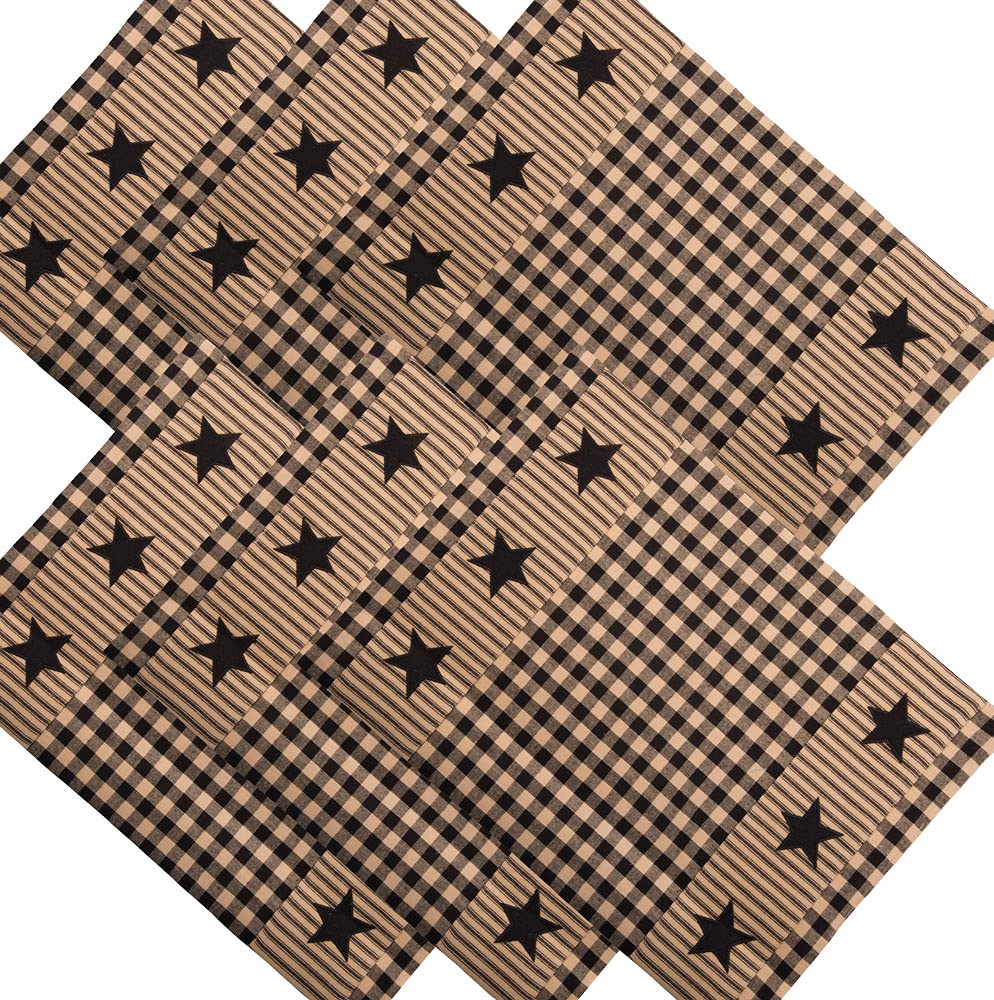Heritage House Black Star Placemat 14"x18" Set of 6 by Raghu