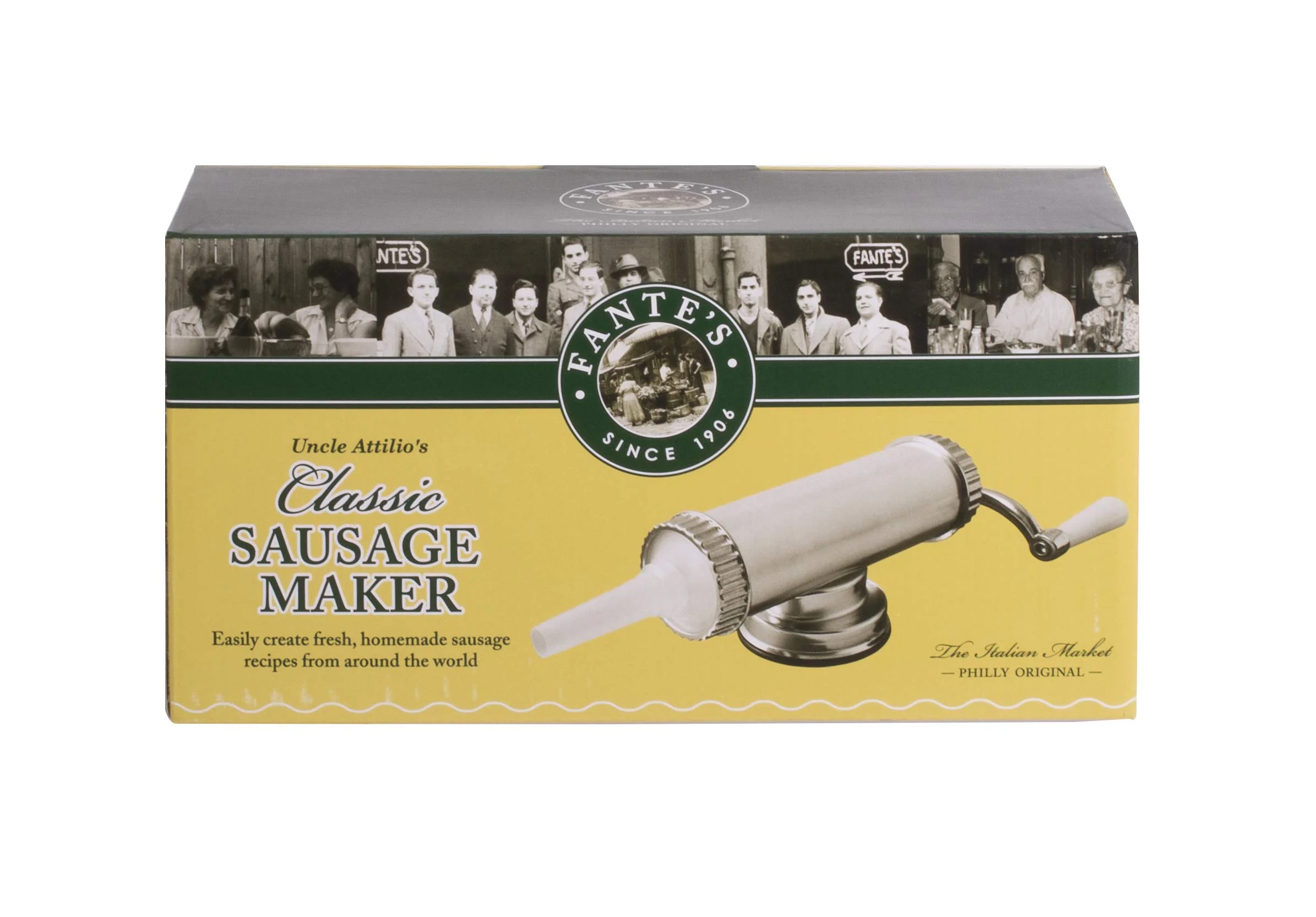 Fantes Sausage Maker with Suction Base and 3 Nozzles, 2.2-Pound Capacity, The Italian Market Original since 1906