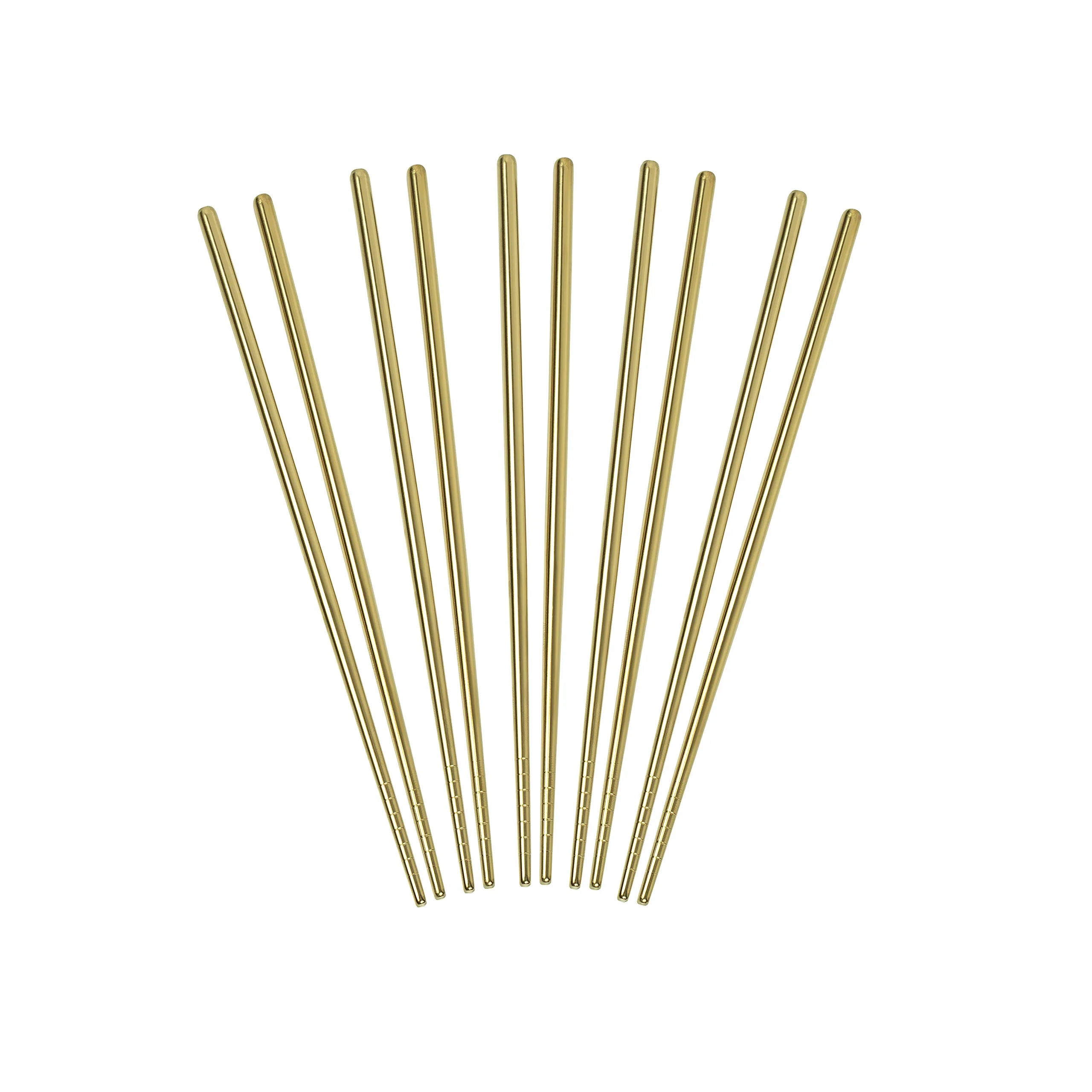 Helen's Asian Kitchen 97143 Stainless Steel Chopsticks, Set of 5-Pair, One Size, Gold