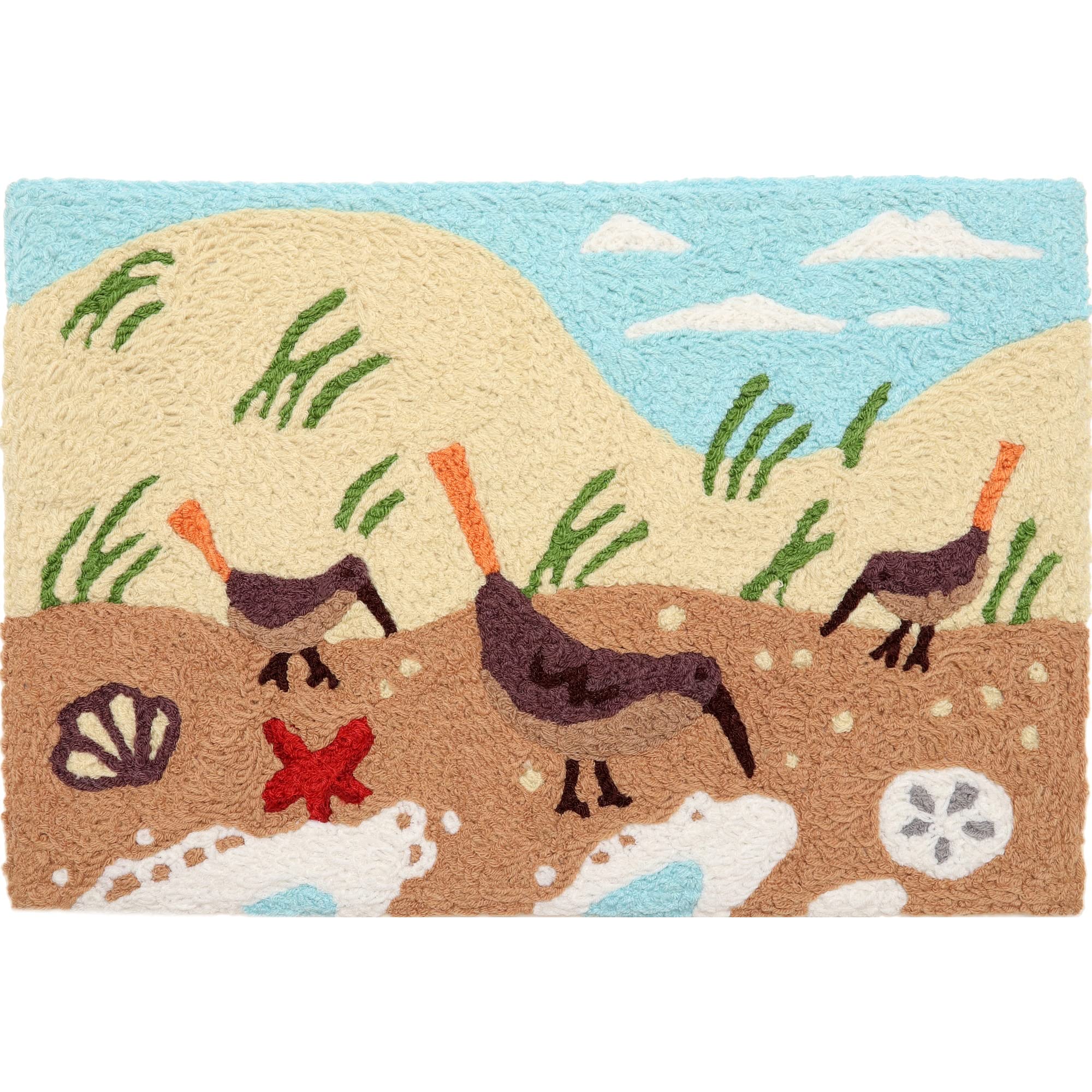 Jellybean Sand Pipers by The Ocean's Edge Accent Washable Rug 20" x 30" Doormat