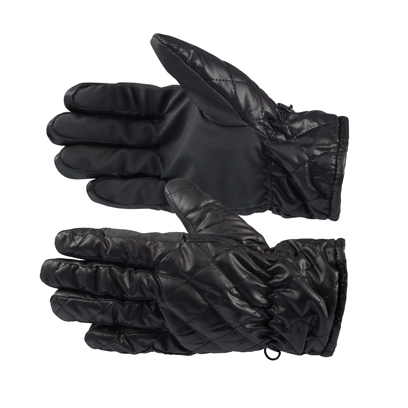 HORZE Women's Equestrian Quilted Winter Horse Riding Gloves with PU Leather Grip - Black - 4