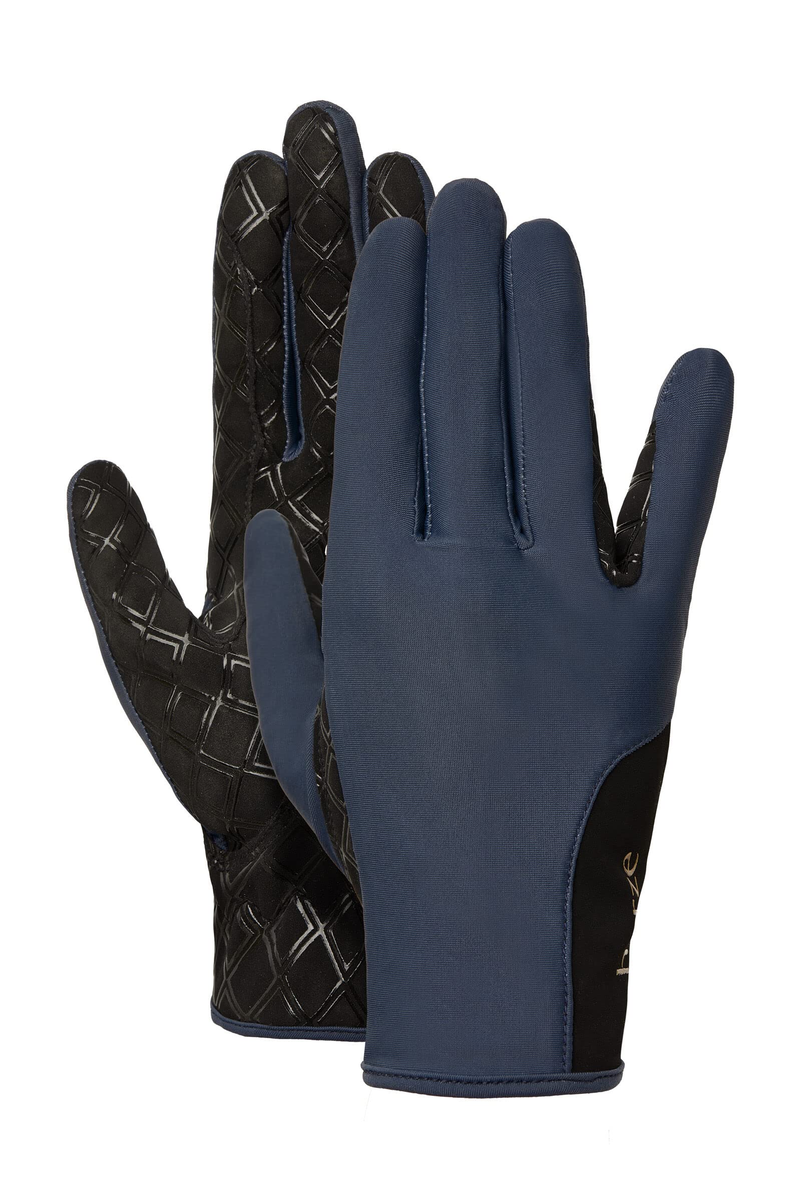 HORZE Lianna Women's Equestrian Stretch Riding Gloves with Silicone Grip - Obscure Night Dark Blue - 10