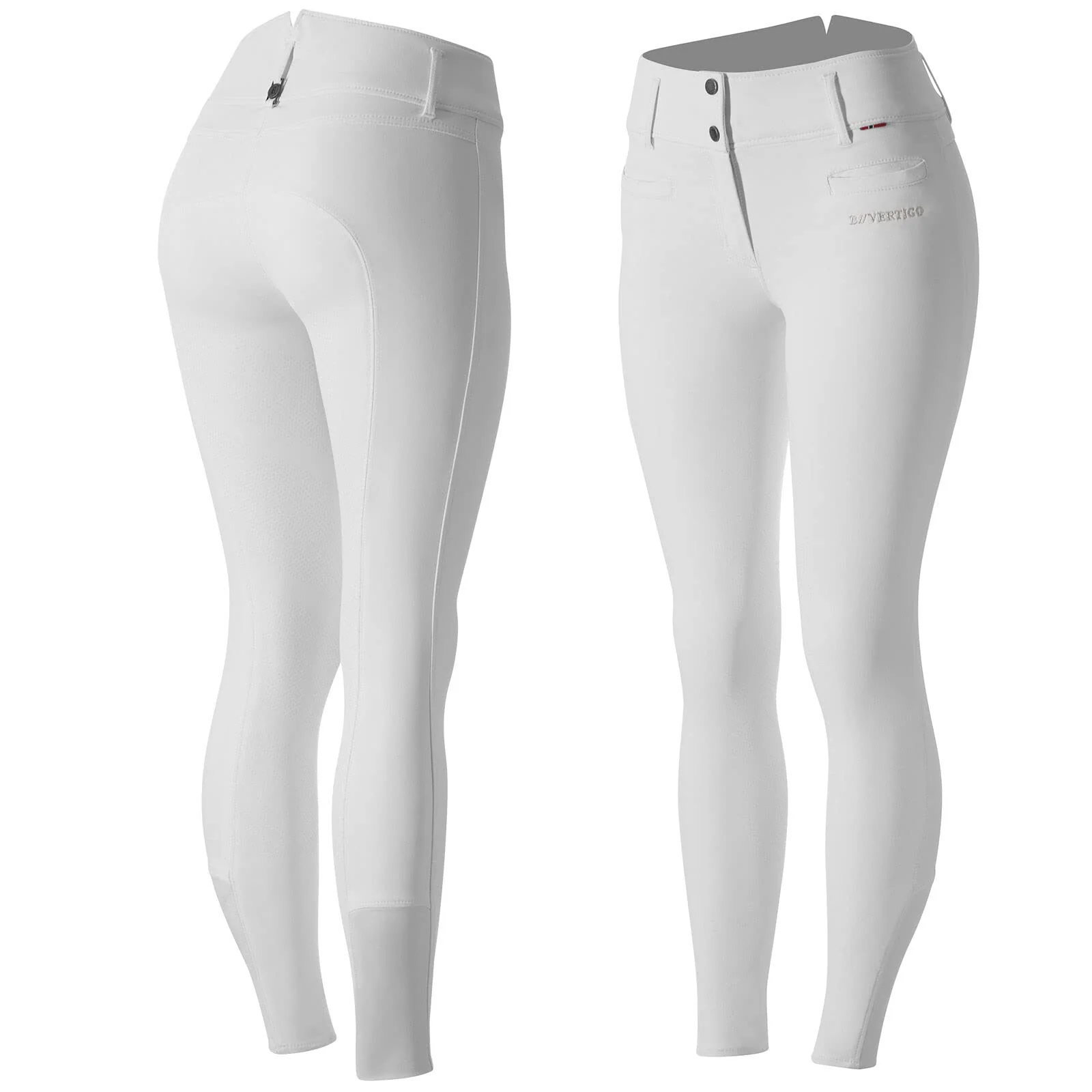 B Vertigo Tiffany Women's Silicone Full Seat Breeches -Bright White - US 26