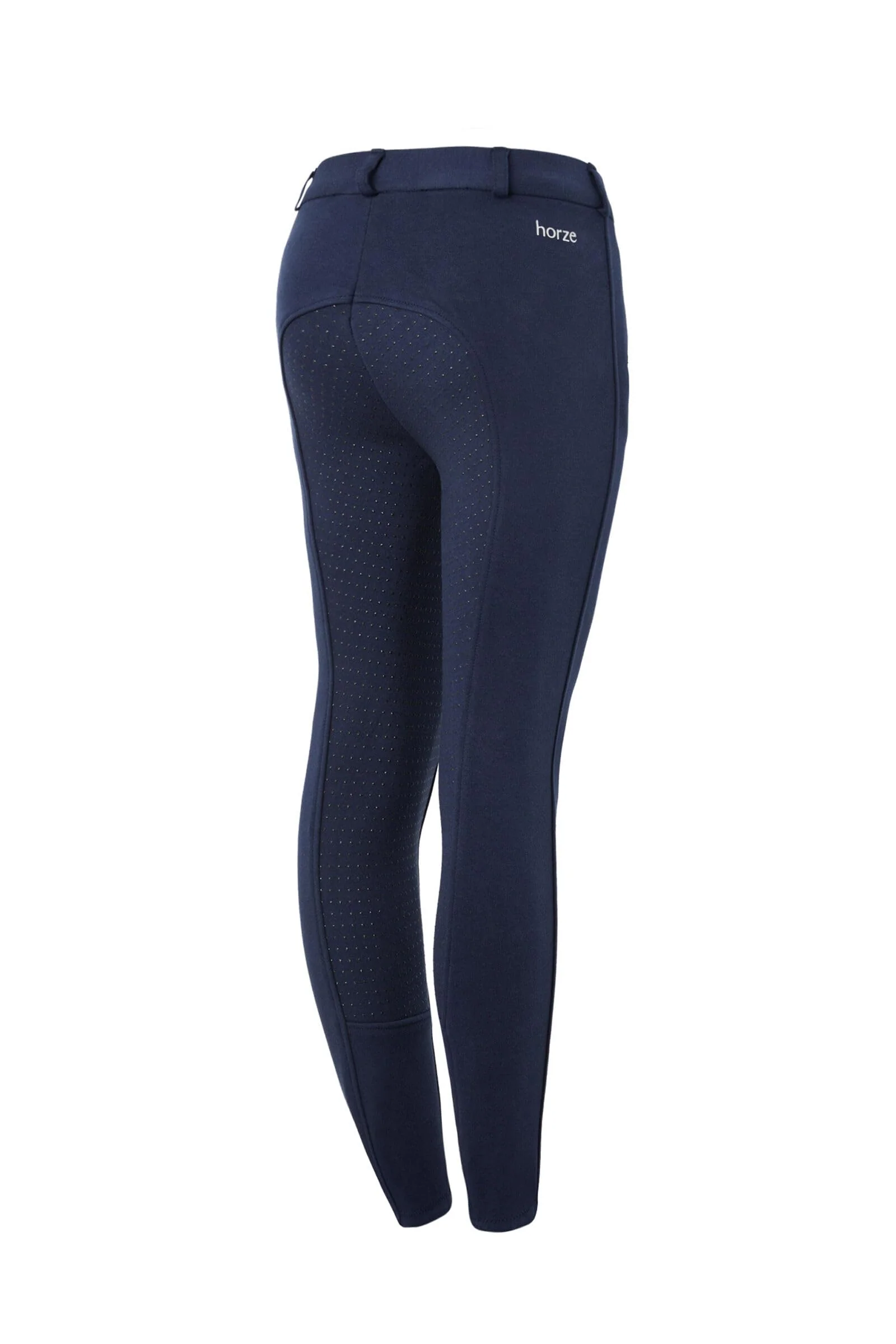 HORZE Active Kids' Unisex Silicone Grip Full Seat Horseback Riding Breeches - Peacoat Dark Blue - M