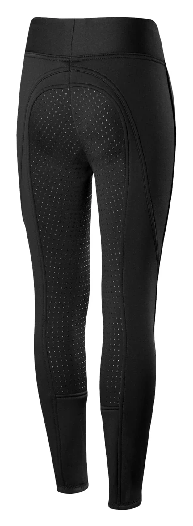 HORZE Active Kids' Winter Fleece-Lined Silicone Full Seat Schooling Horse Riding Tights - Black - M