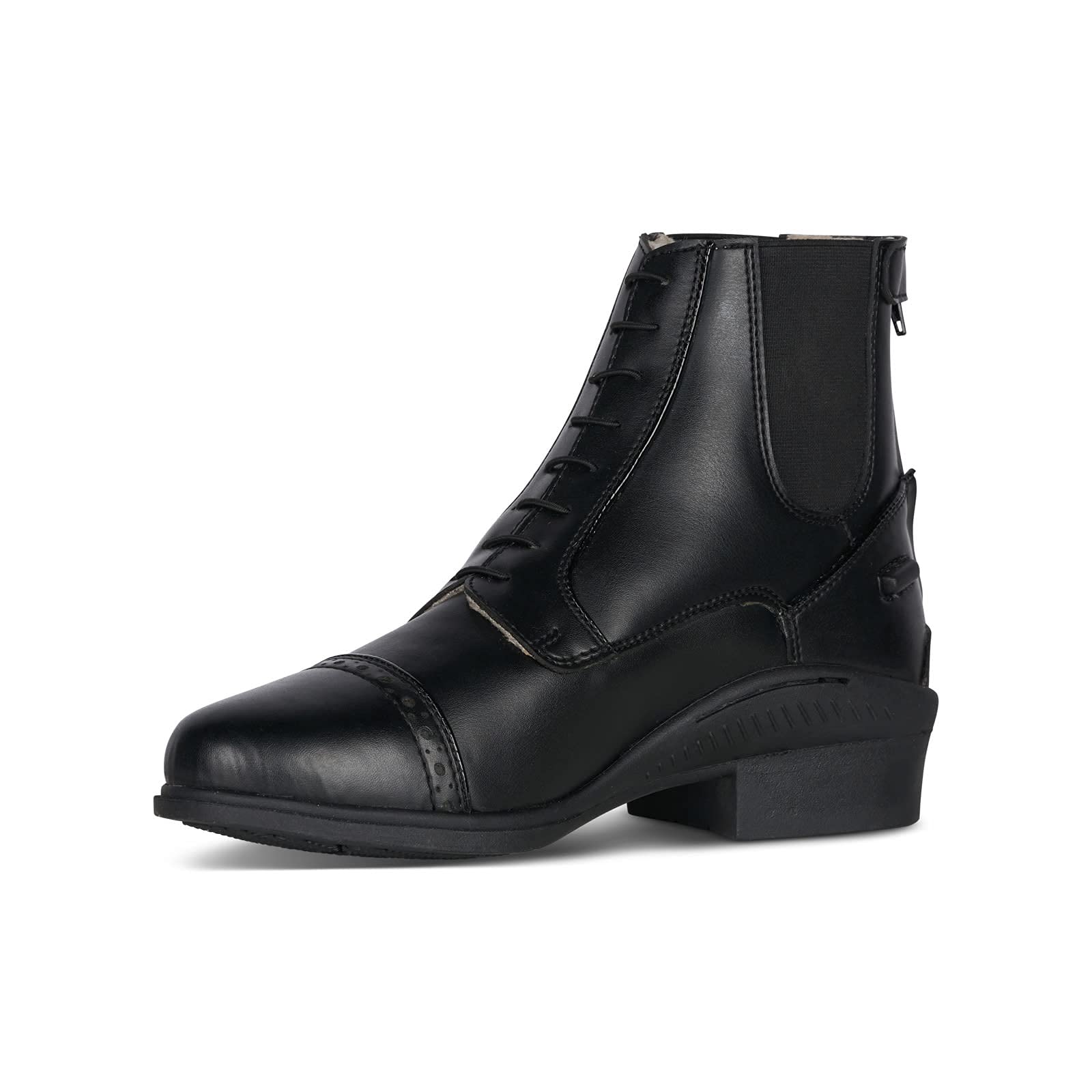 HORZE Kilkenny Women's Equestrian Synthetic Leather Zip-Up Winter Paddock Boots with Cambrelle Lining - Black - 4