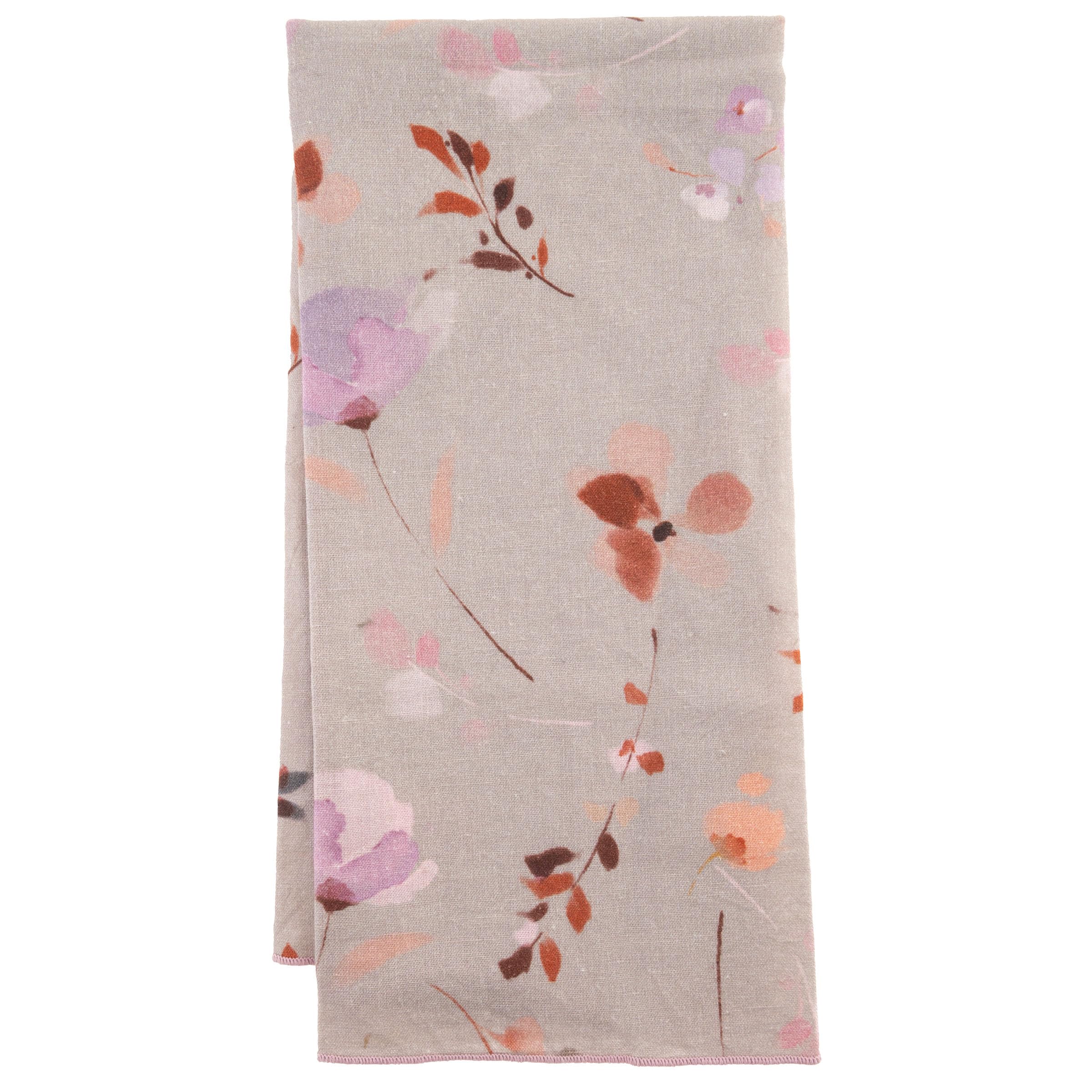 Karma Linen Blend Tea Towel Gray/Lilac Floral