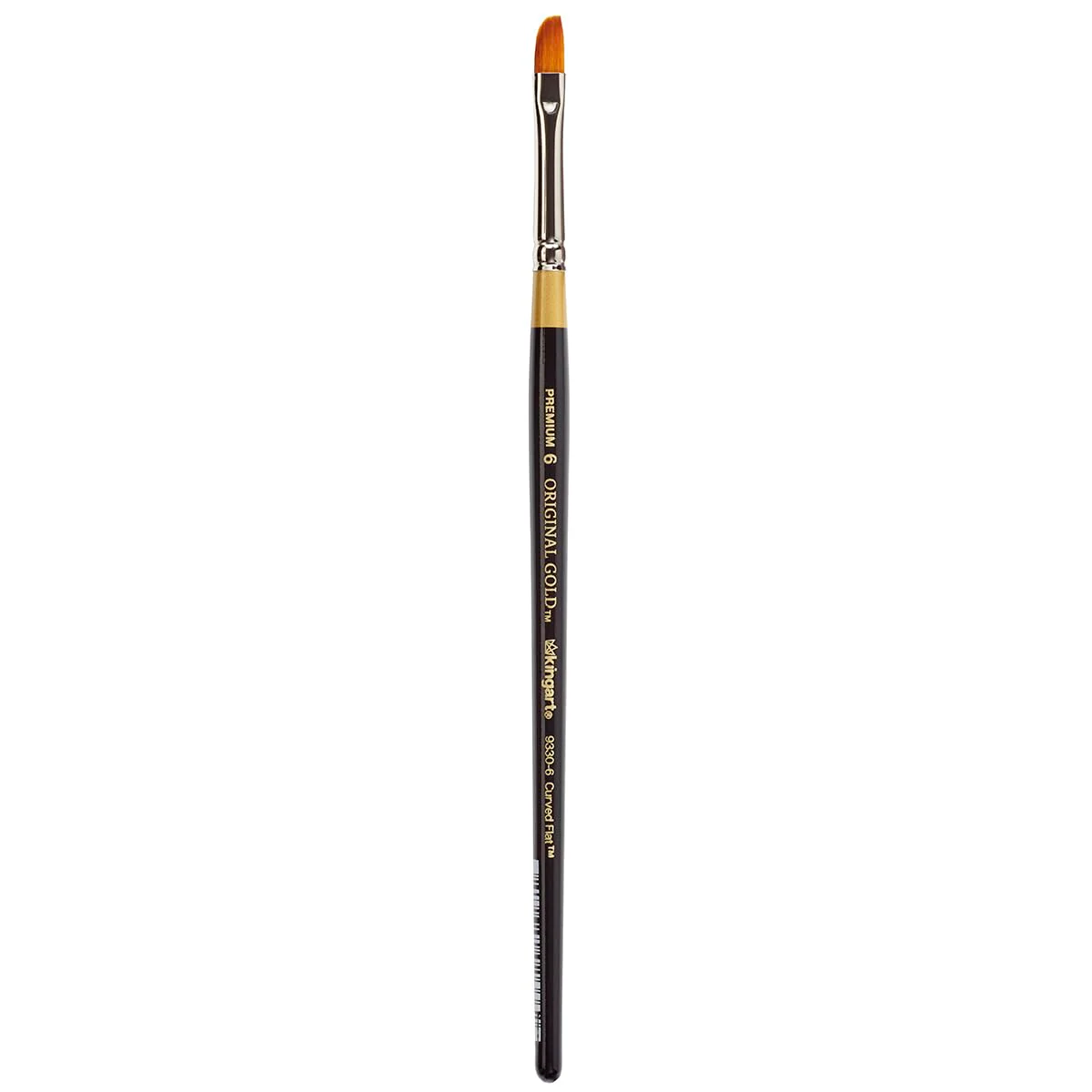 KINGART Premium Original Gold 9330-6 Curved Flat Shader Series Artist Brush, Golden Taklon Synthetic Hair, Short Handle, for Acrylic, Watercolor, Oil and Gouache Painting, Size 6