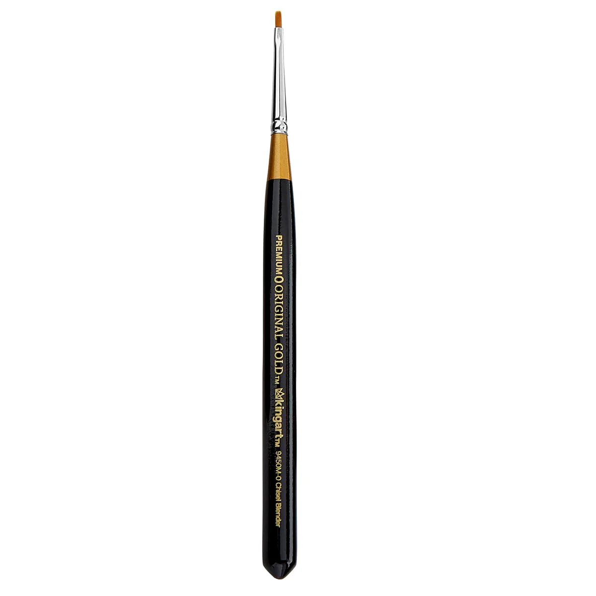 KINGART Premium Original Gold 9450M-0 Micro Detail Chisel Blender Bright - Mini Thick Handle Series Artist Brush, Golden Taklon Synthetic Hair, for Acrylic, Watercolor, Oil, Gouache Painting, Size 0