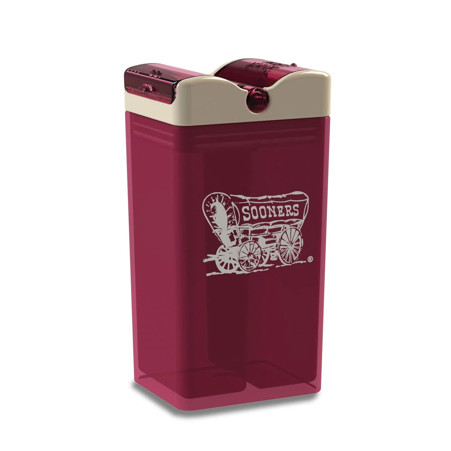 FUNTOPS Reusable Snack in the Box Container | Officially Licensed NCAA Snack Container | BPA Free | Dishwasher Safe | Boomer & Sooner | 12 oz Container 2x Compartment - The University of Oklahoma