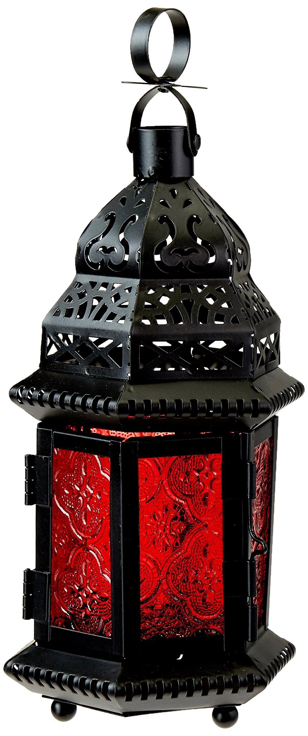 Koehler Indoor Outdoor Garden Decorative Hanging Red Glass Metal Moroccan Lantern Wedding Centrepiece