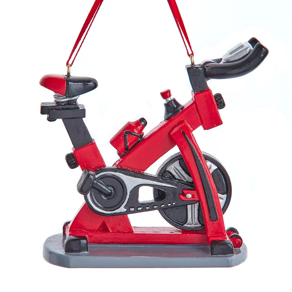 Kurt Adler 3.5 Inch Red & Silver Exercise Bike Christmas Ornament