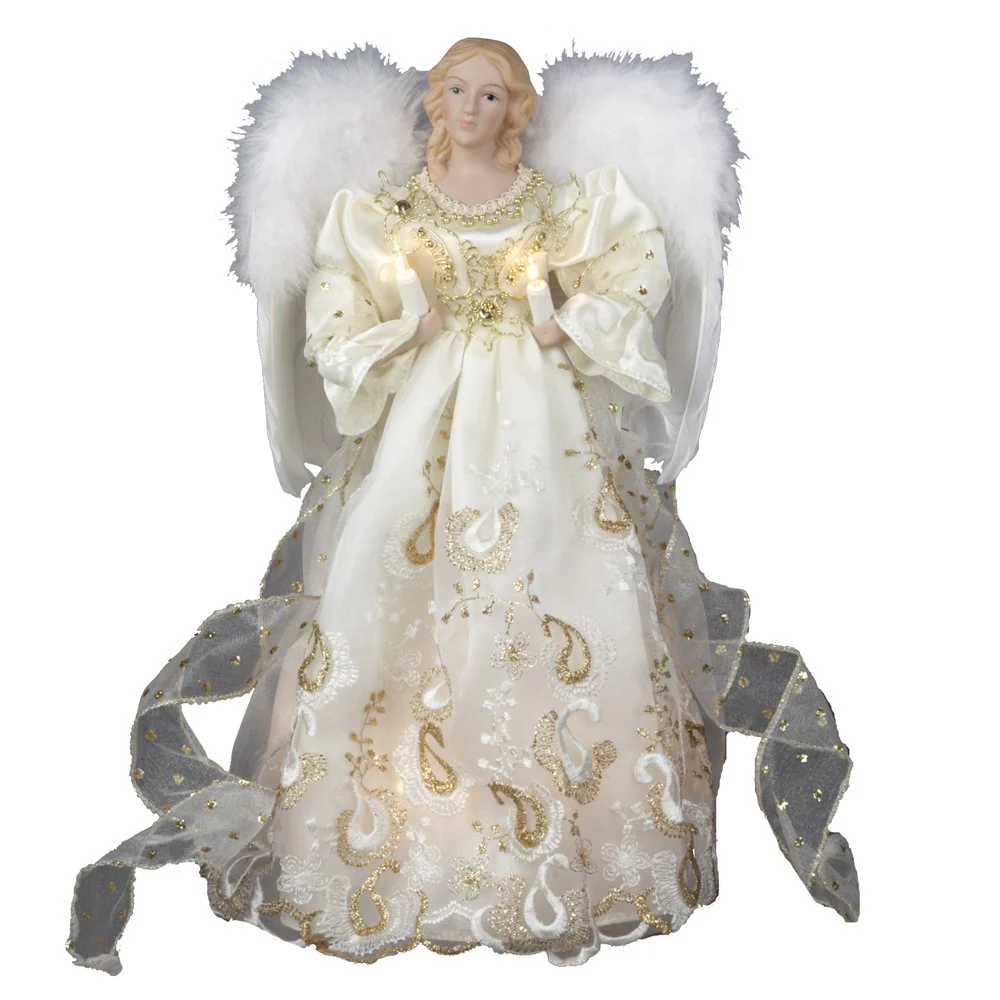 Kurt Adler UL 10 Light 14-Inch Gold Angel Treetop