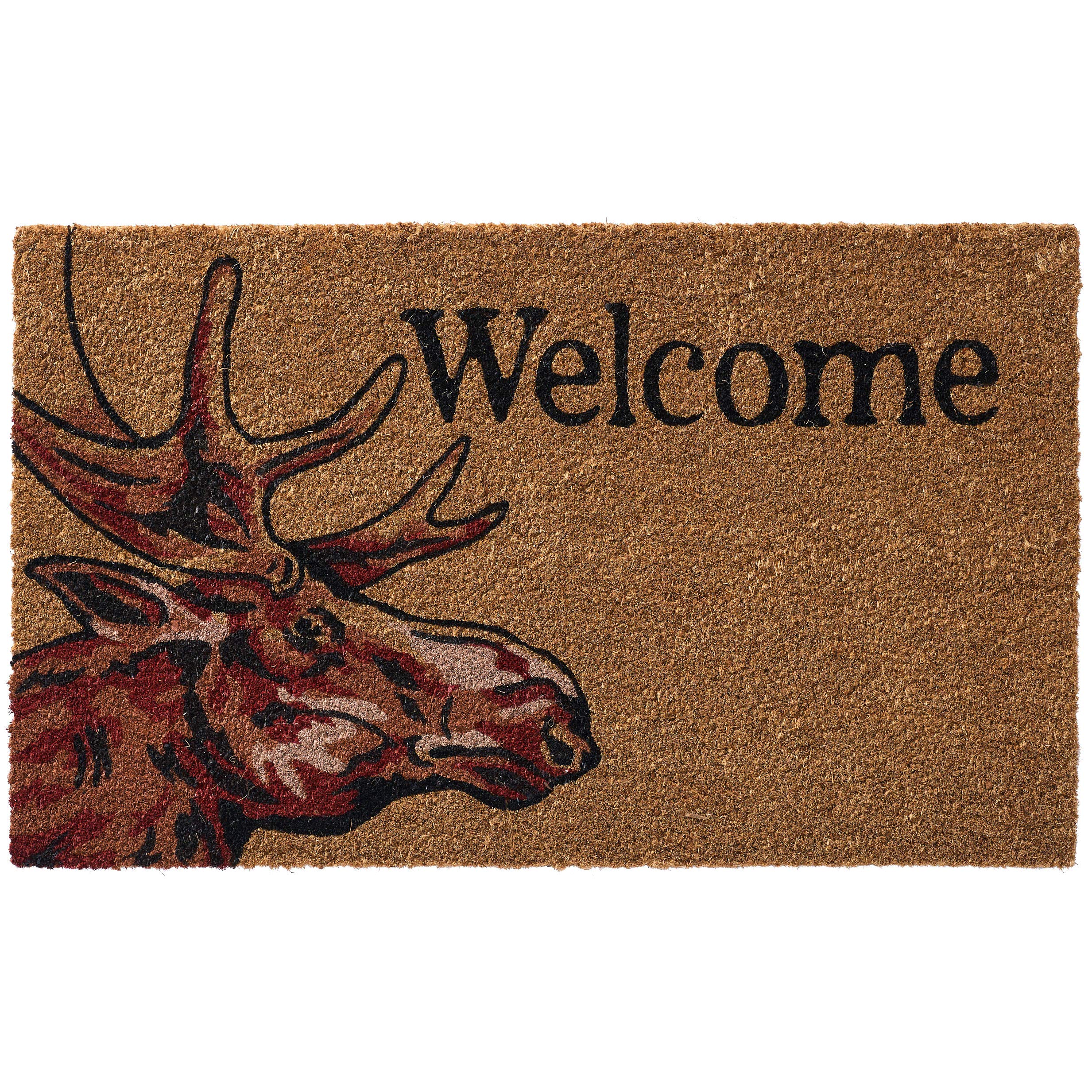 HF by LT Moose Welcome 100% Coir Doormat, 18 x 30 inches, Naturally Durable, PVC-Backing, Sustainable
