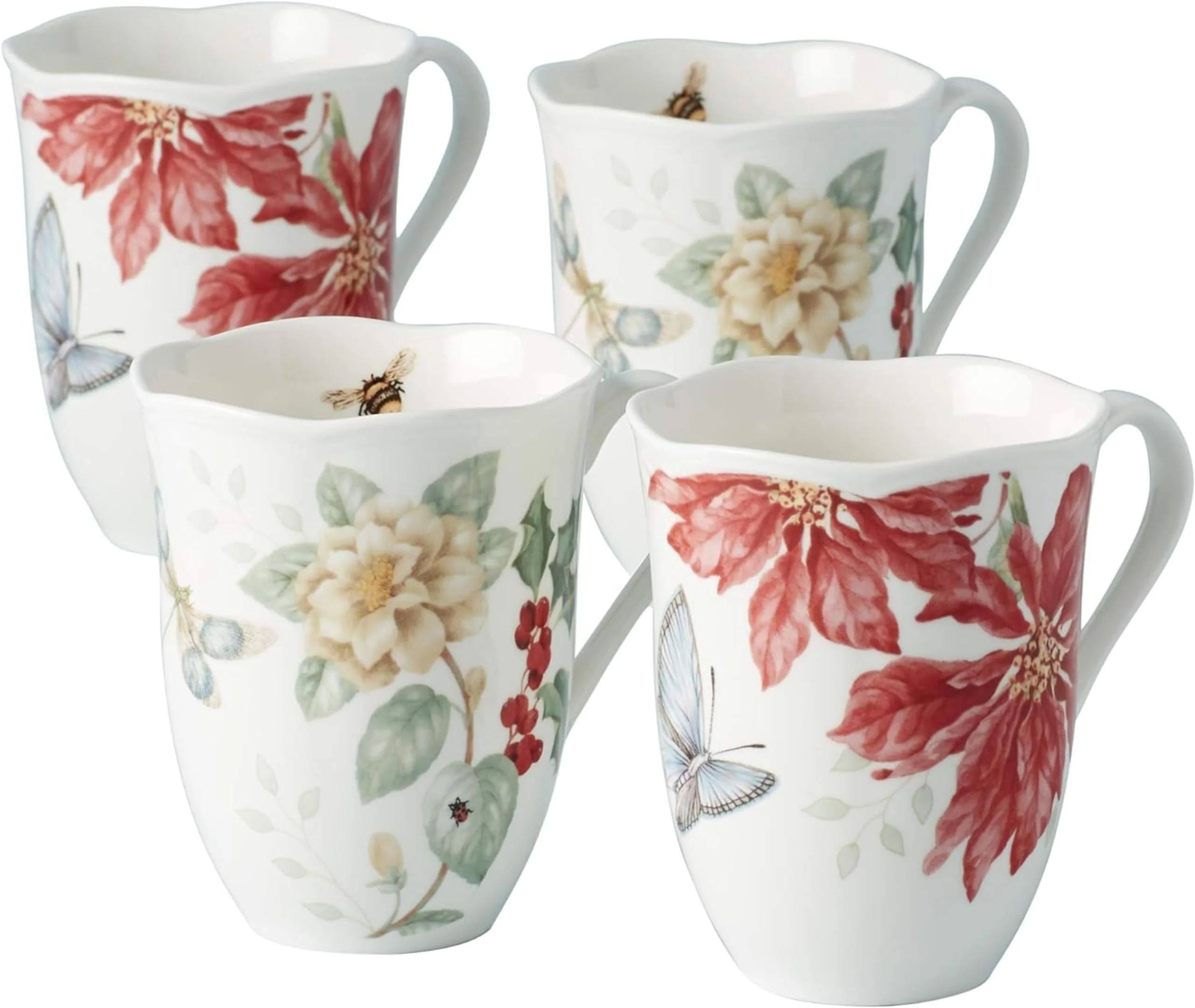 Lenox 884474 Butterfly Meadow Holiday 4-Piece Mug Set