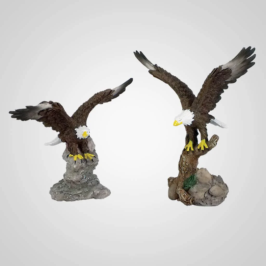 Lipco Polystone Eagle Landing Figurine, Set of 2, 4-inch Height, Tabletop Decoration
