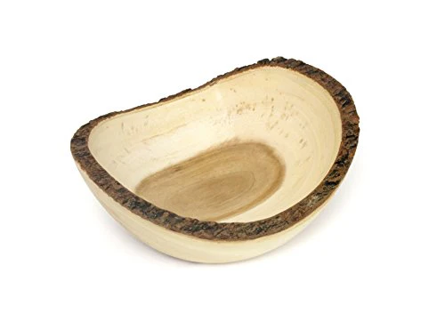 Lipper International 1054 Acacia Tree Bark Oval Bowl, 9.5" Diameter x 4" Height, Single Bowl