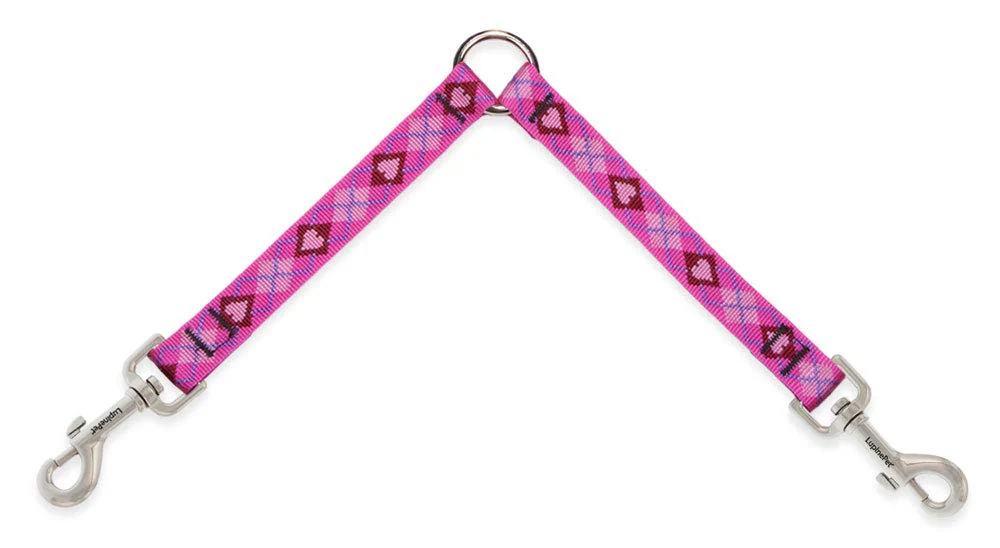 Coupler for Walking Two Medium or Larger Dogs Together, 3/4" Wide Puppy Love Design by Lupine, 24" Long