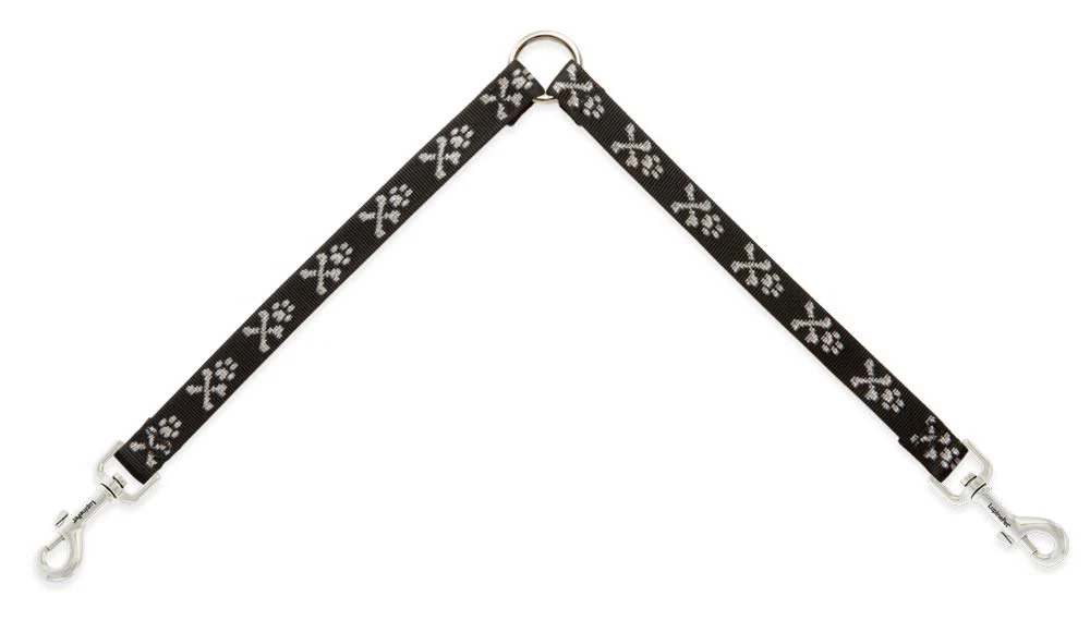 Coupler for Walking Two Medium or Larger Dogs Together, 3/4" Wide Bling Bonz Design by Lupine, 24" Long