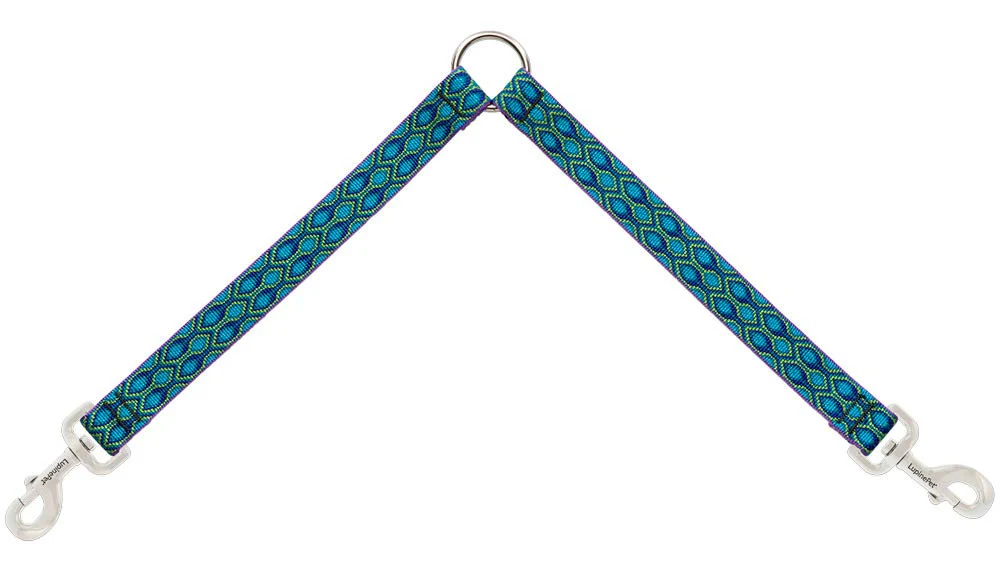 Coupler for Walking Two Medium or Larger Dogs Together, 1" Wide Rain Song Design by Lupine, 24" Long